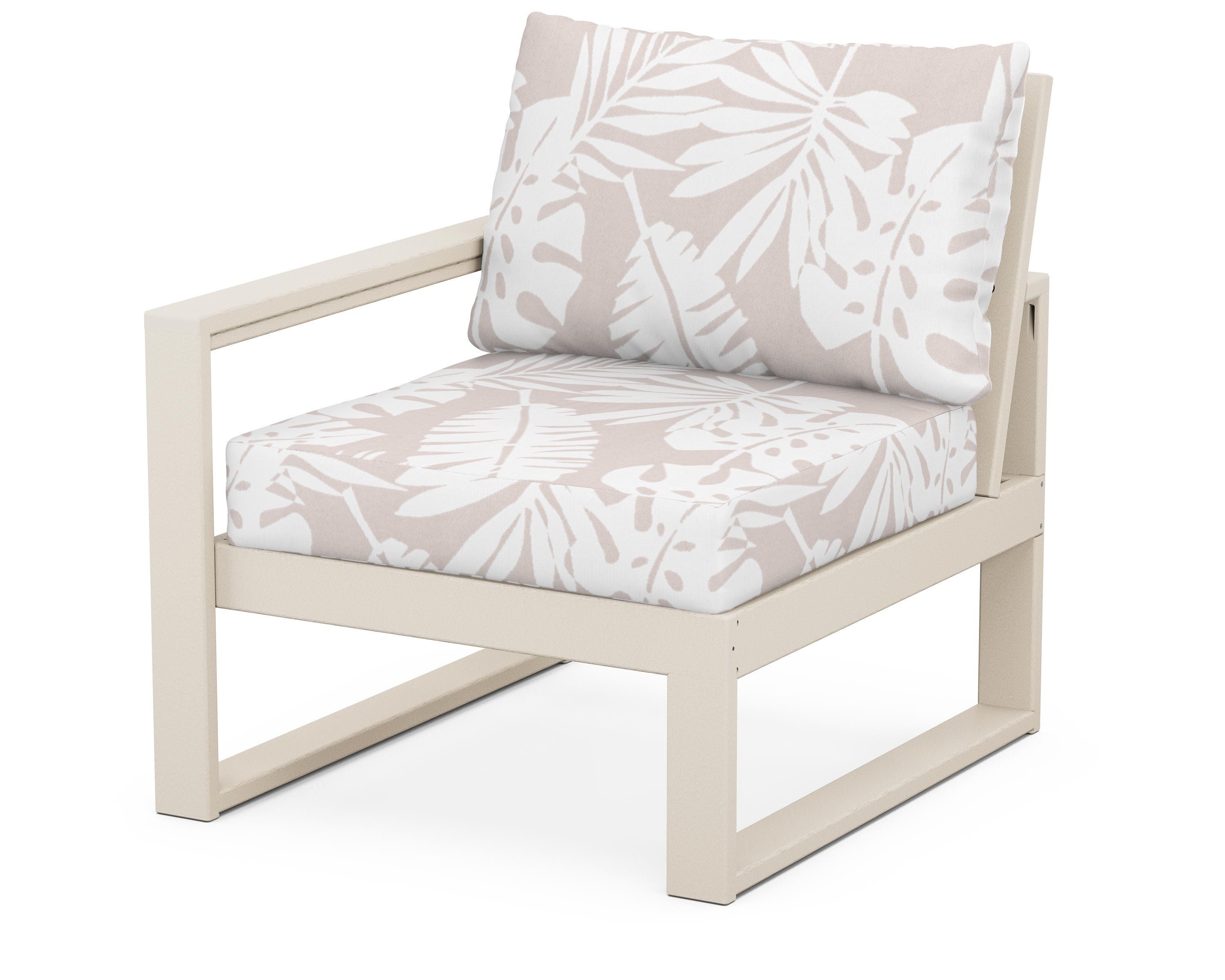 POLYWOOD® EDGE Modular Left Arm Chair in Sand / Leaf Dune Burlap