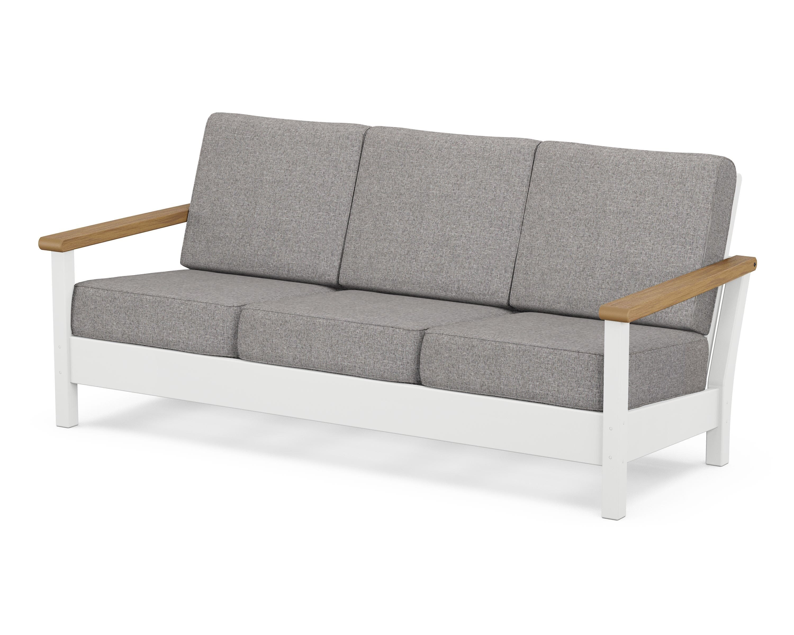 POLYWOOD® Harbour Deep Seating Sofa in White / Natural / Grey Mist