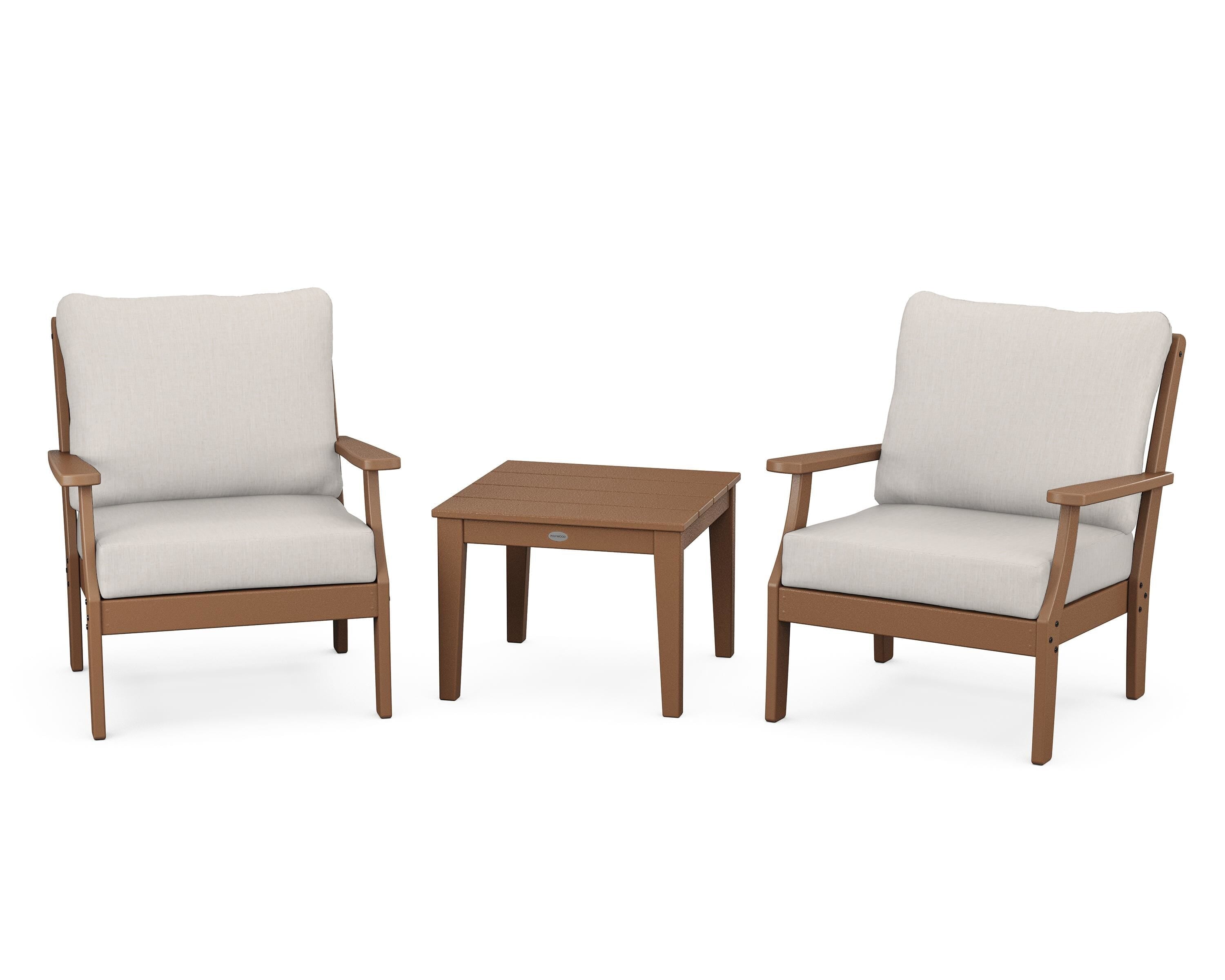 POLYWOOD® Braxton 3-Piece Deep Seating Set in Teak / Cast Ash