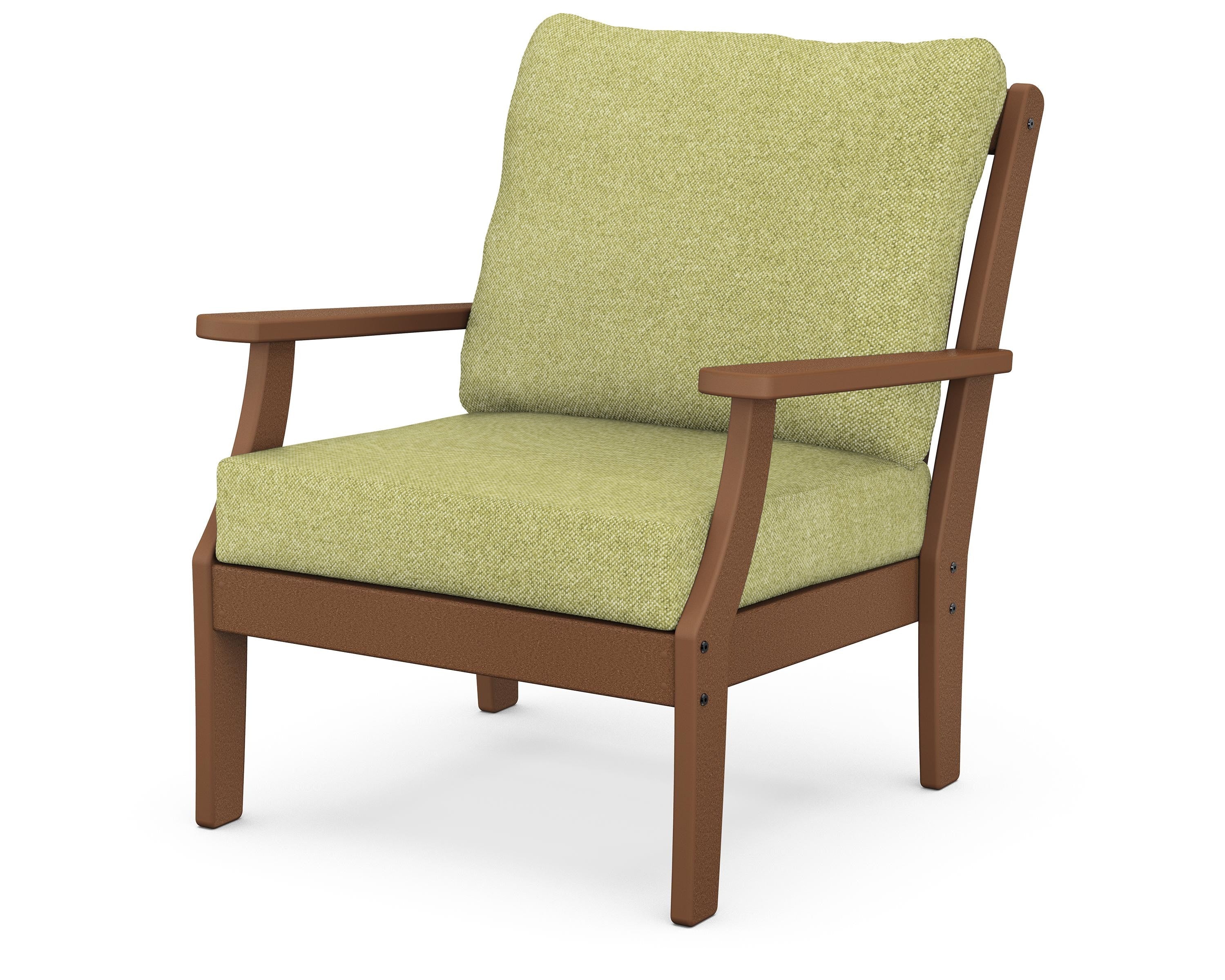 POLYWOOD® Braxton Deep Seating Chair in Teak / Chartreuse Boucle