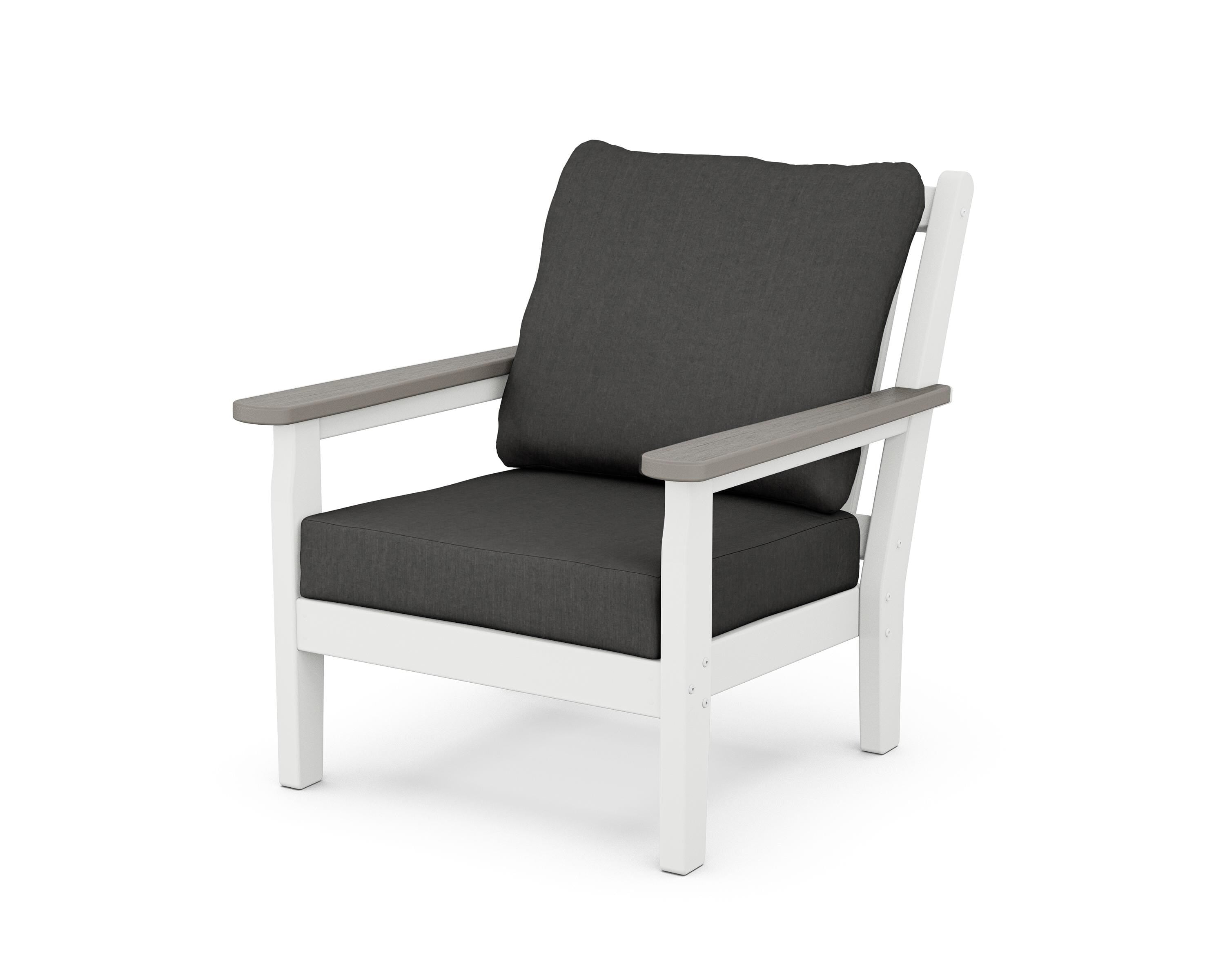 POLYWOOD® Chippendale Deep Seating Chair in White / Driftwood / Spectrum Carbon