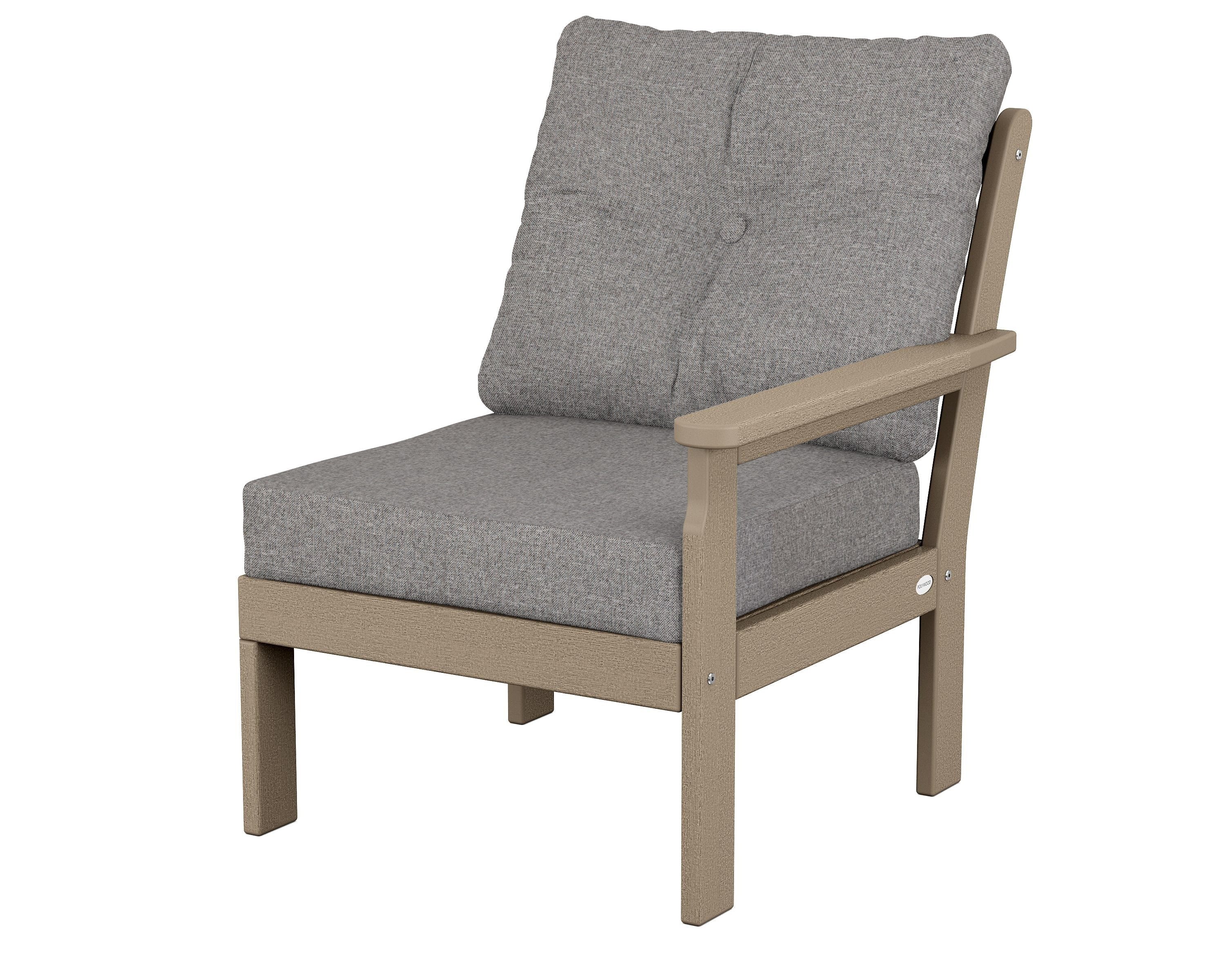 POLYWOOD® Vineyard Modular Right Arm Chair in Vintage Sahara / Grey Mist