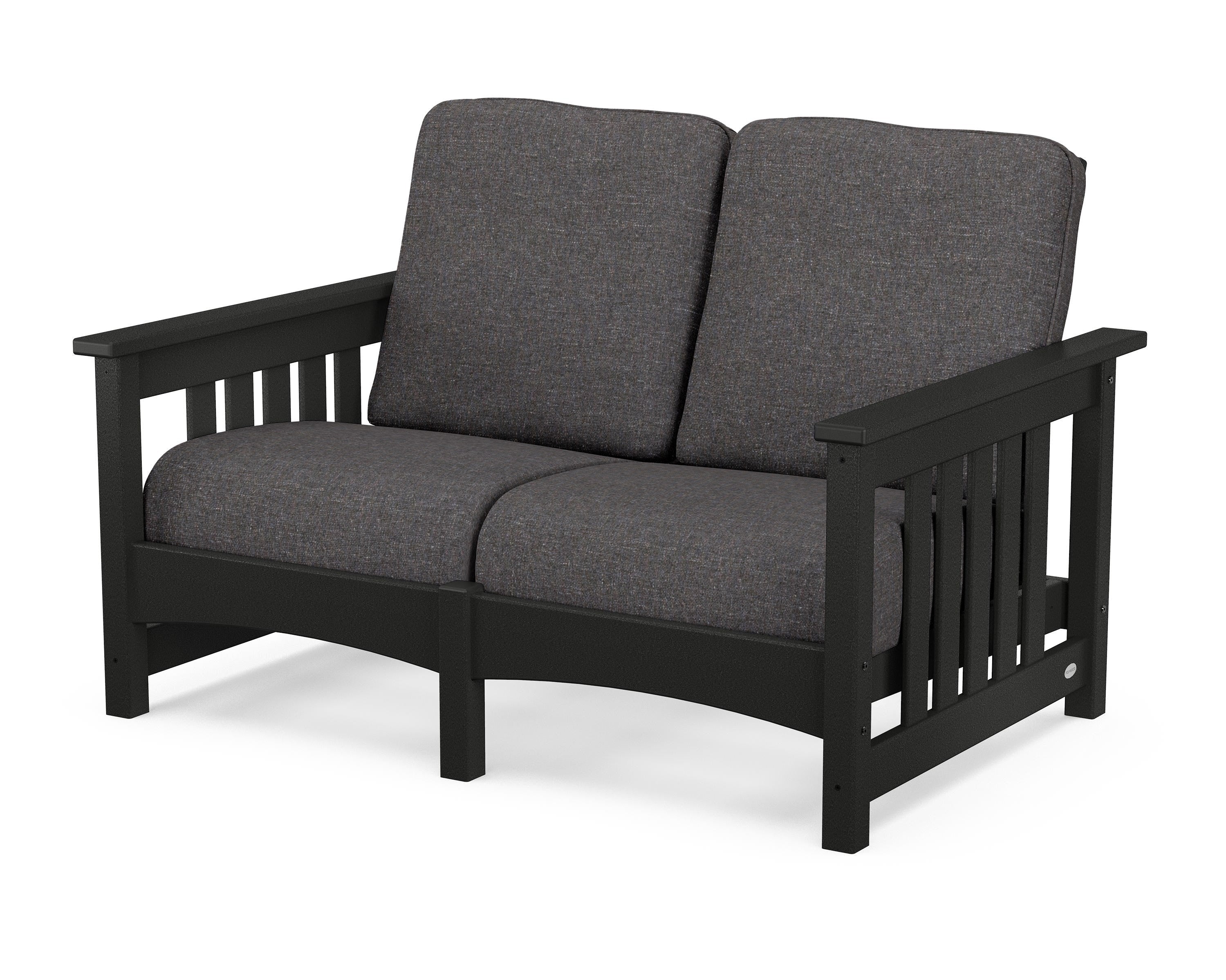 POLYWOOD® Club Mission Loveseat in Black / Ash Charcoal