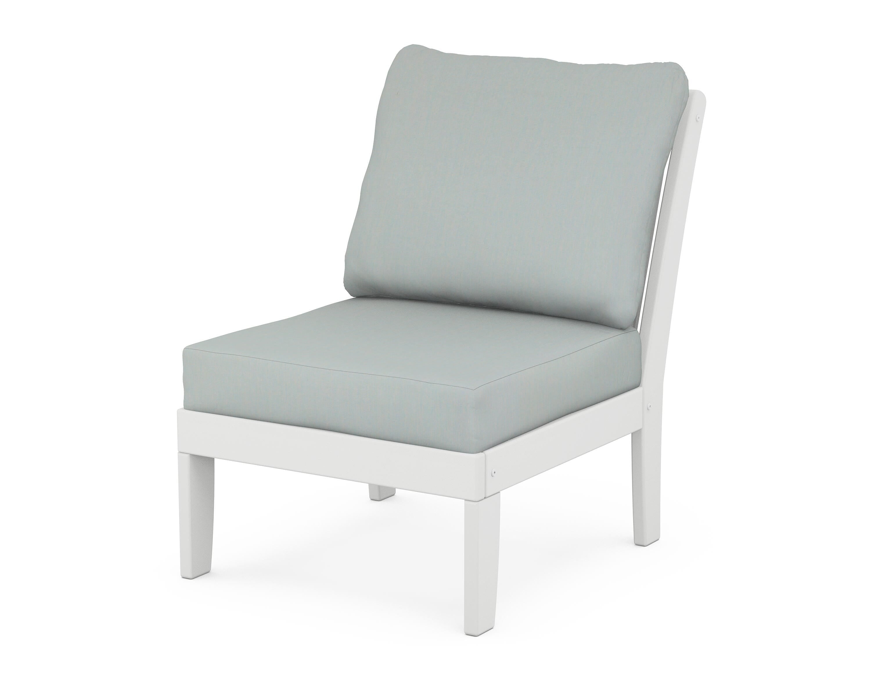 POLYWOOD® Braxton Modular Armless Chair in White / Spa