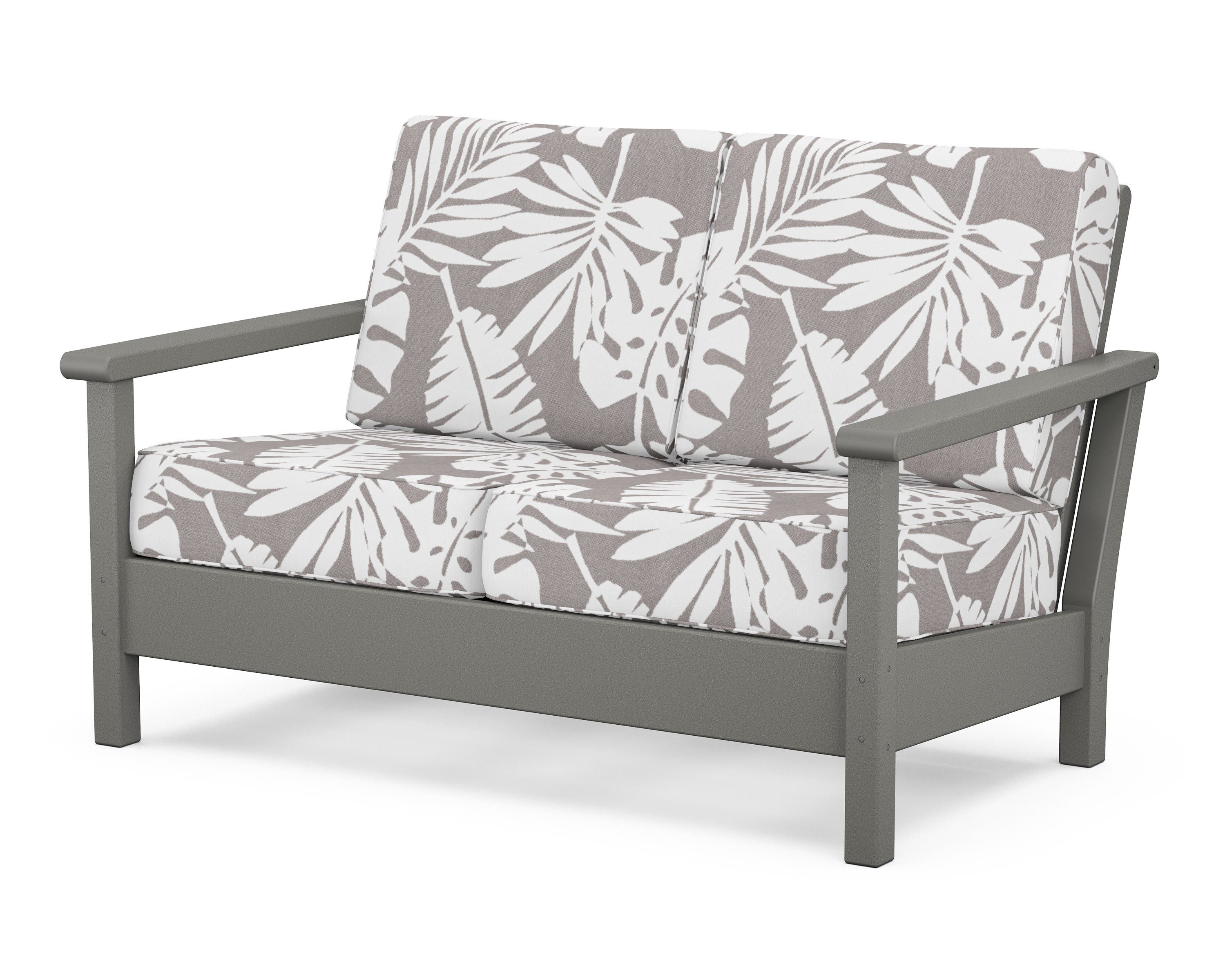 POLYWOOD® Harbour Deep Seating Loveseat in Slate Grey / Leaf Grey Mist