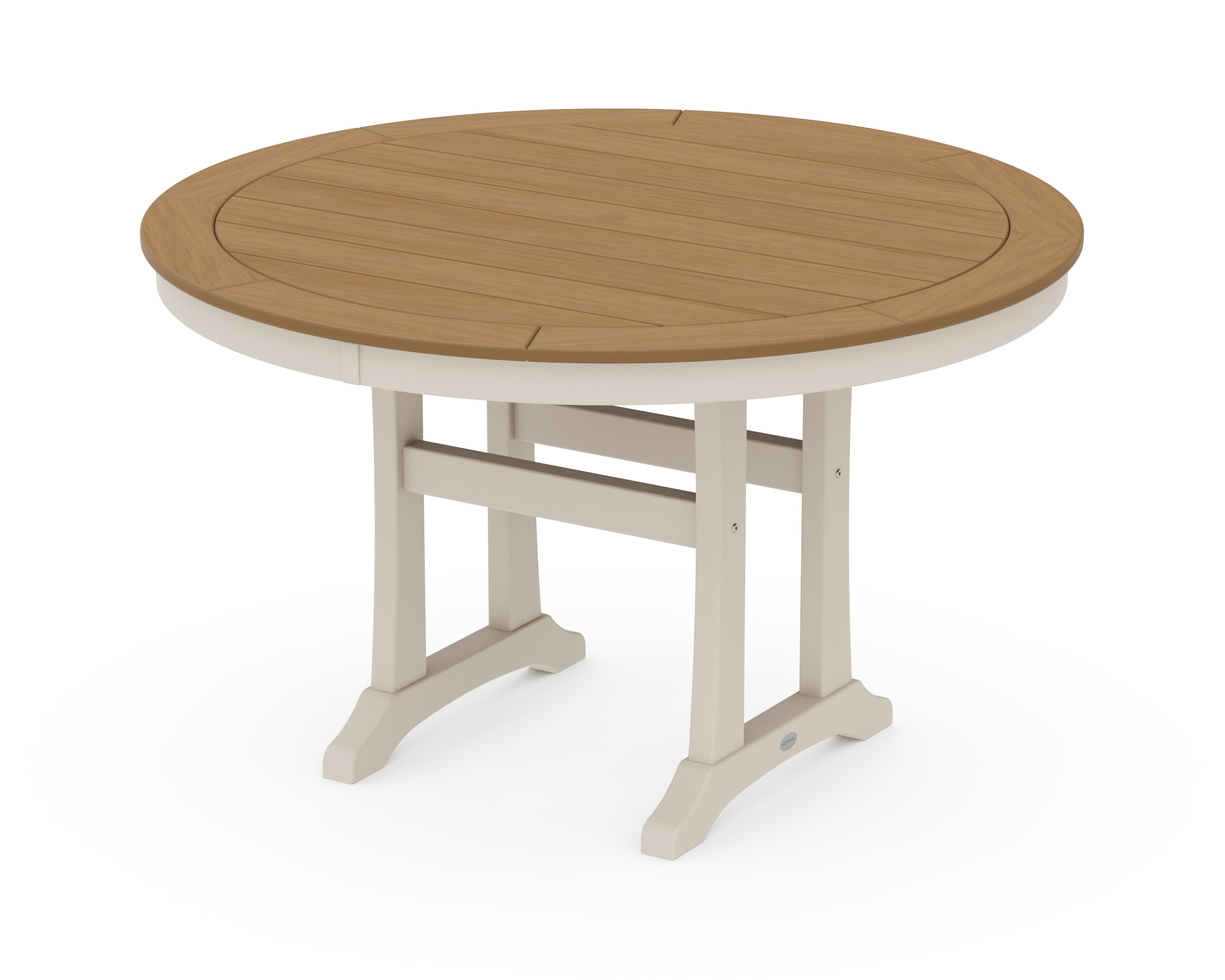 POLYWOOD® Nautical Trestle 48" Round Dining Table in Sand / Natural