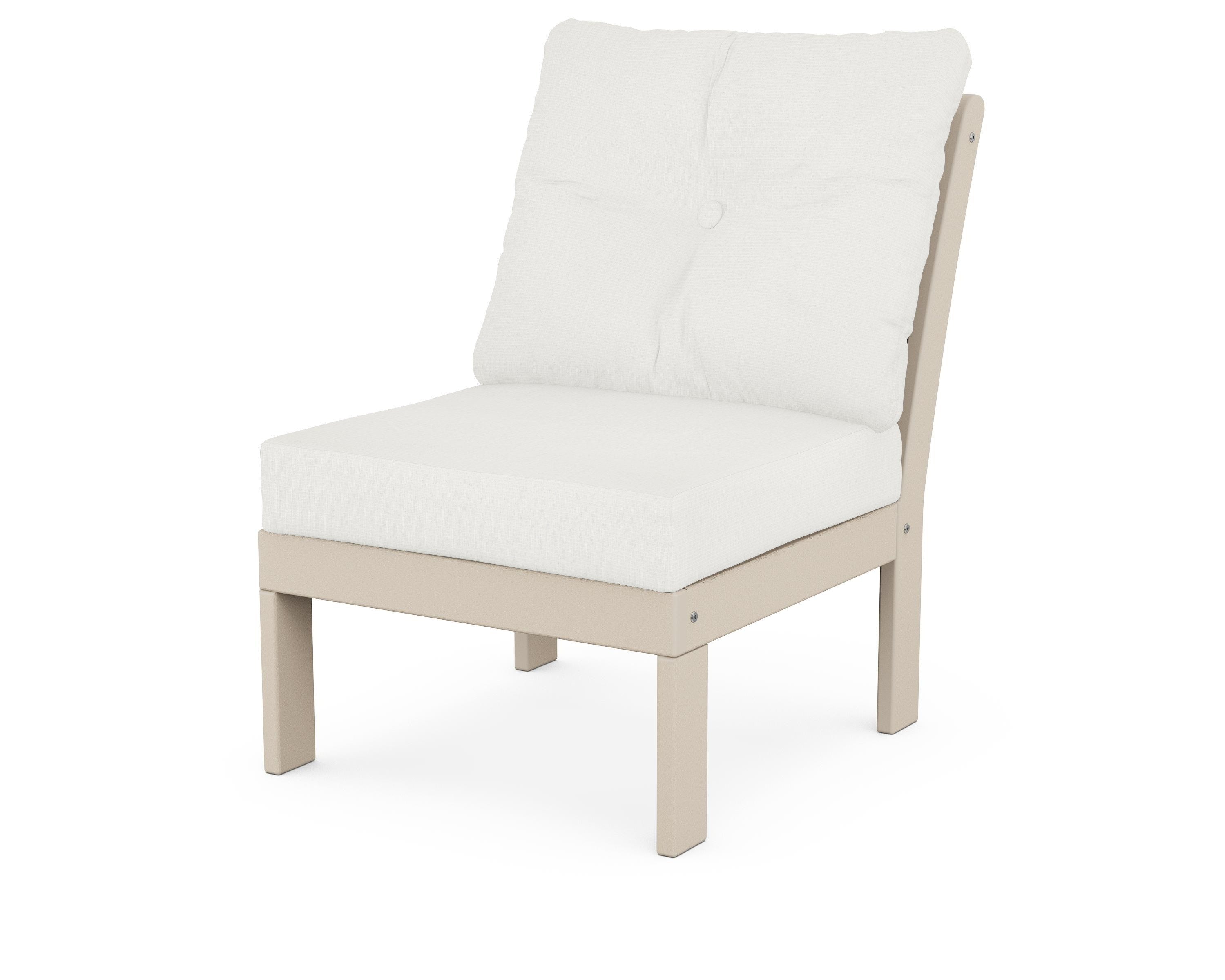 POLYWOOD® Vineyard Modular Armless Chair in Sand / Natural Linen