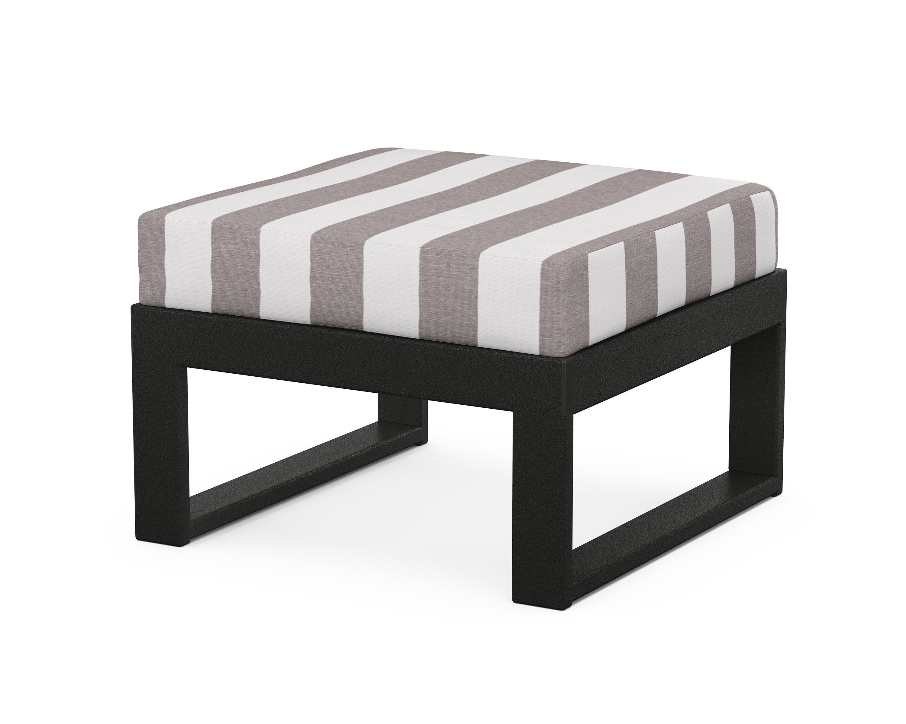 Unbranded Modular Ottoman - Modern in Black / Cabana Stripe Grey Mist