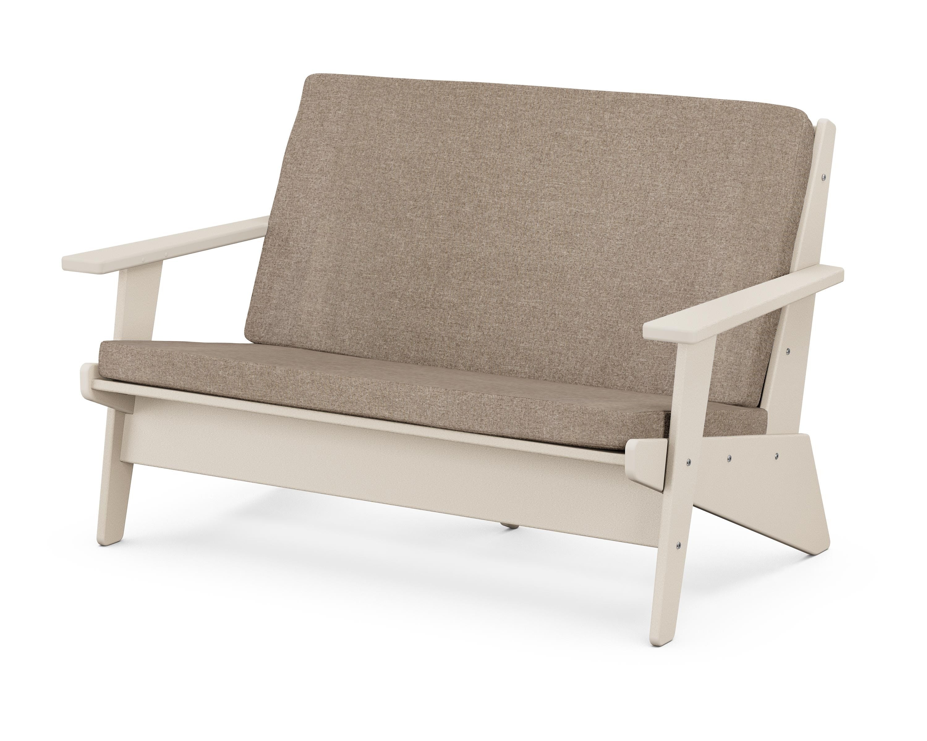POLYWOOD® Riviera Modern Lounge Loveseat in Sand / Spiced Burlap
