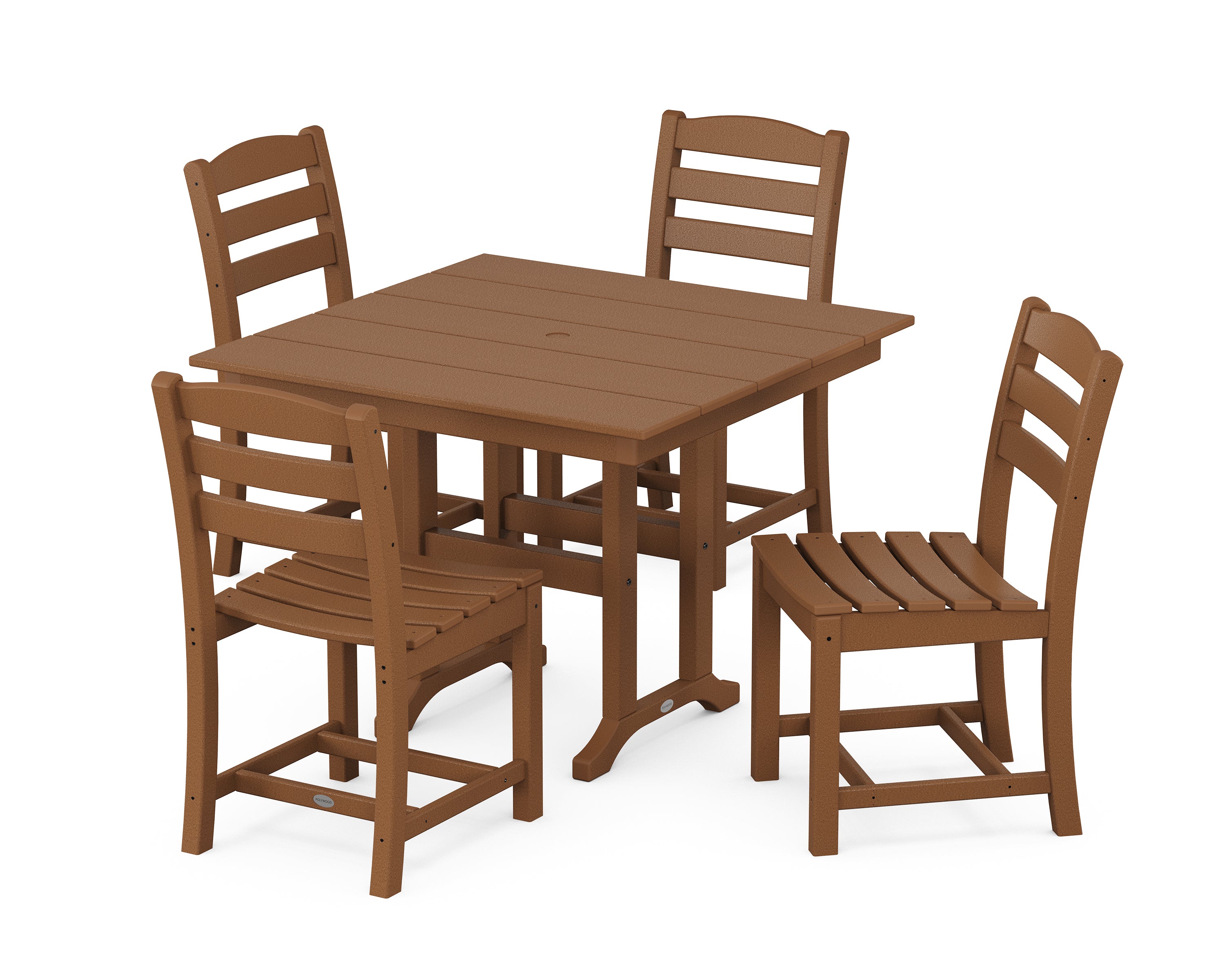 POLYWOOD® La Casa Café Side Chair 5-Piece Farmhouse Dining Set in Teak