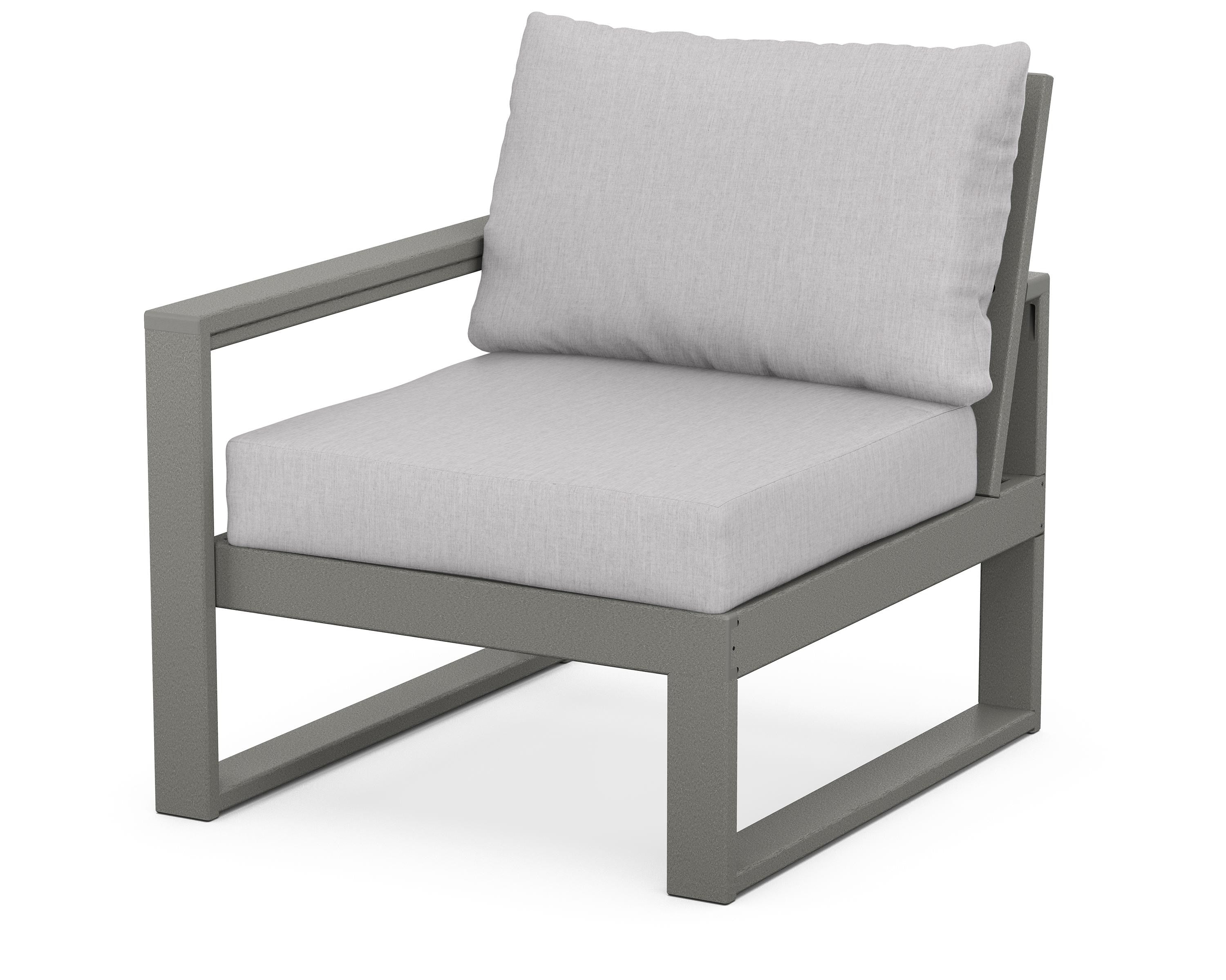 POLYWOOD® EDGE Modular Left Arm Chair in Slate Grey / Granite
