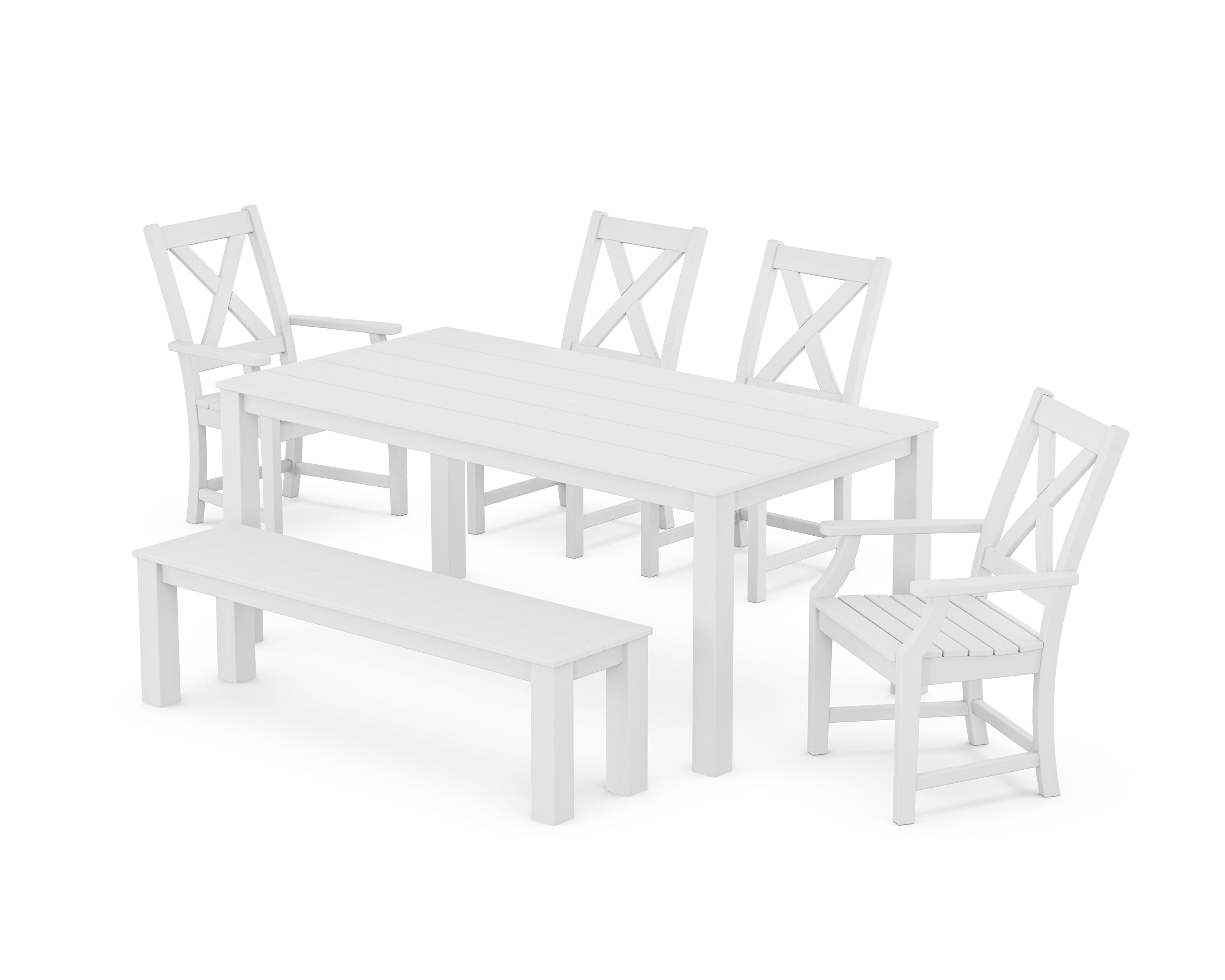 POLYWOOD® Braxton 6-Piece Parsons Dining Set with Bench in White