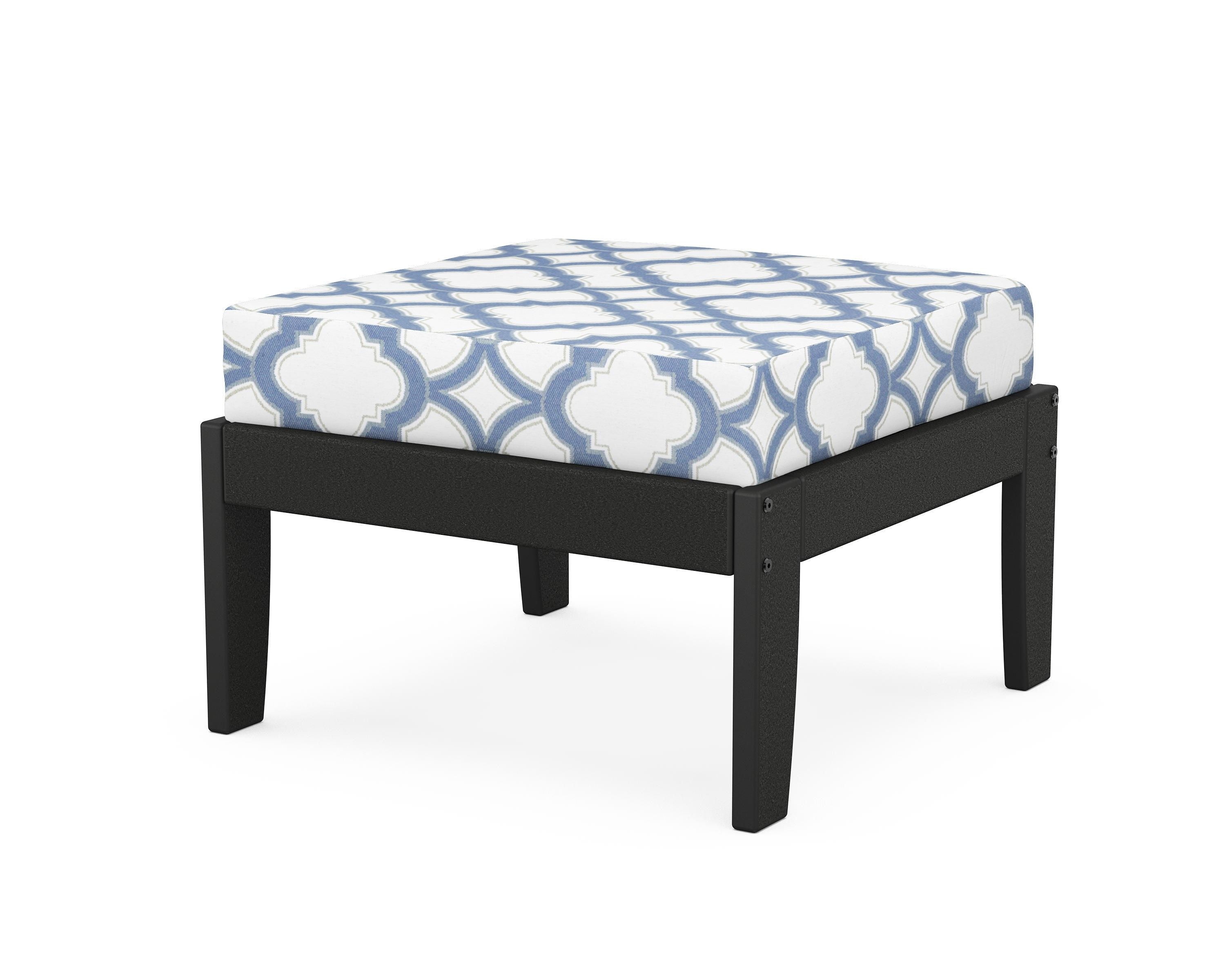 Unbranded Modular Ottoman - Classic in Black / Trellis Sky Blue