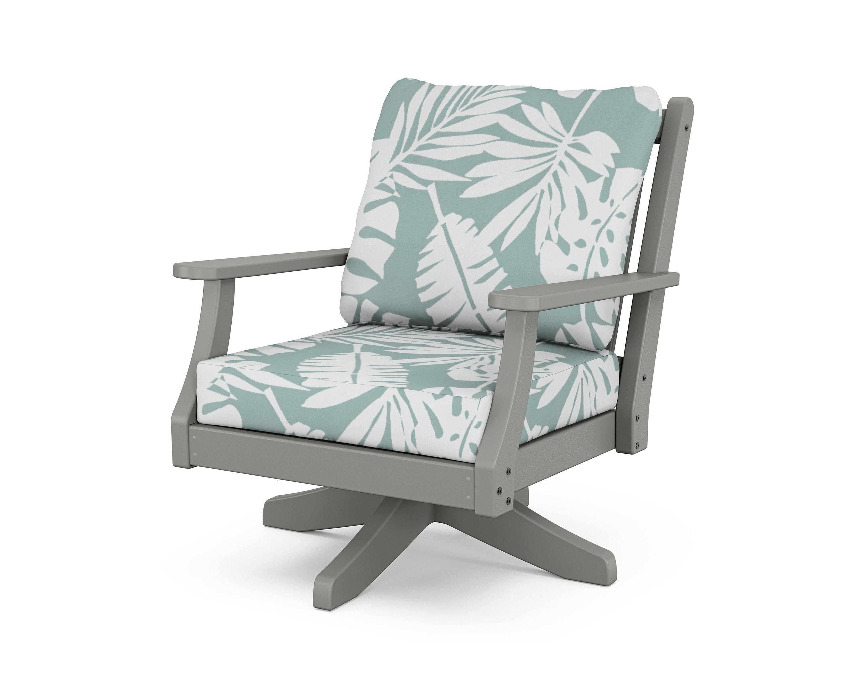 Country Living Wovendale Deep Seating Swivel Chair in Slate Grey / Leaf Glacier Spa
