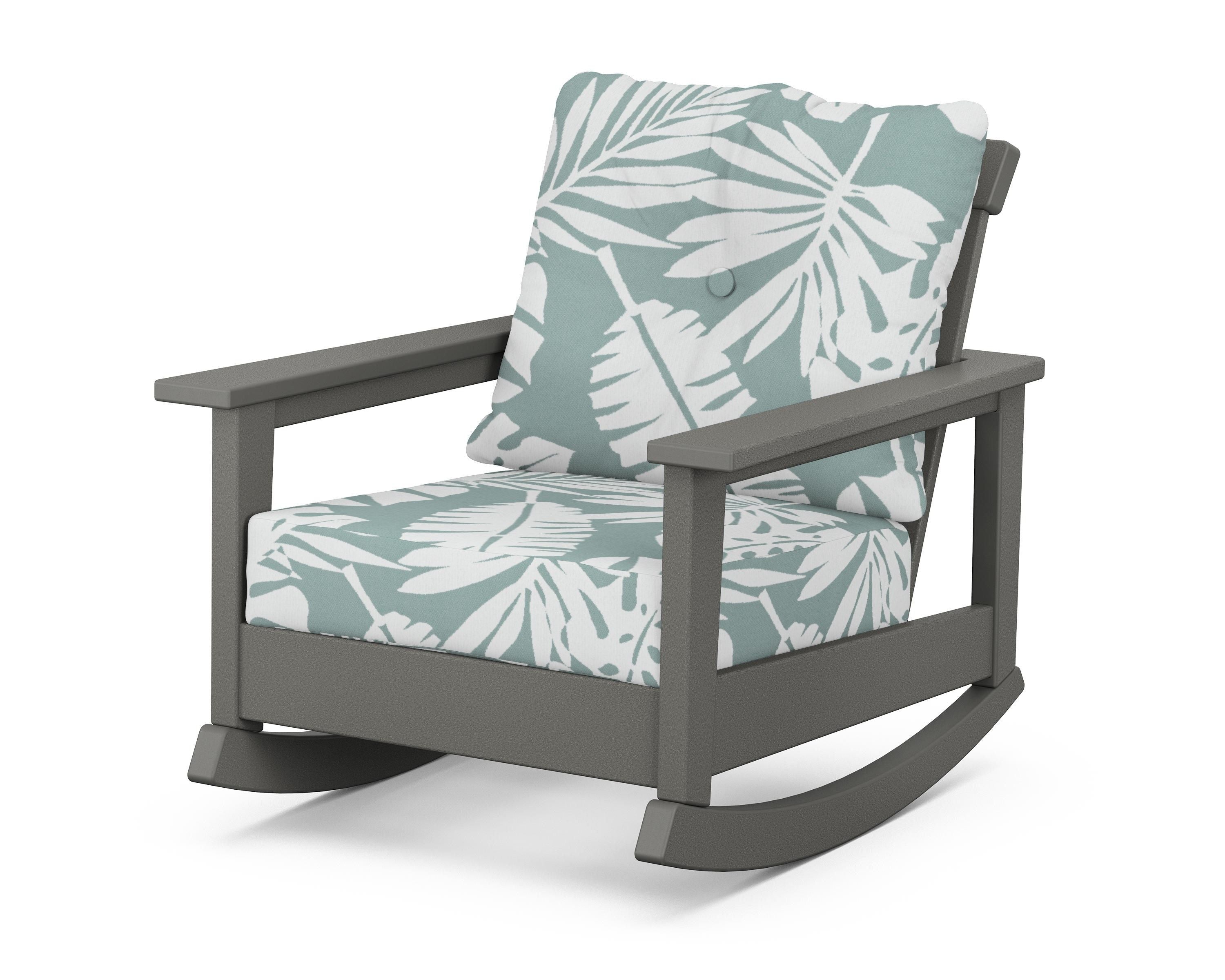POLYWOOD® Prescott Deep Seating Rocking Chair in Slate Grey / Leaf Glacier Spa