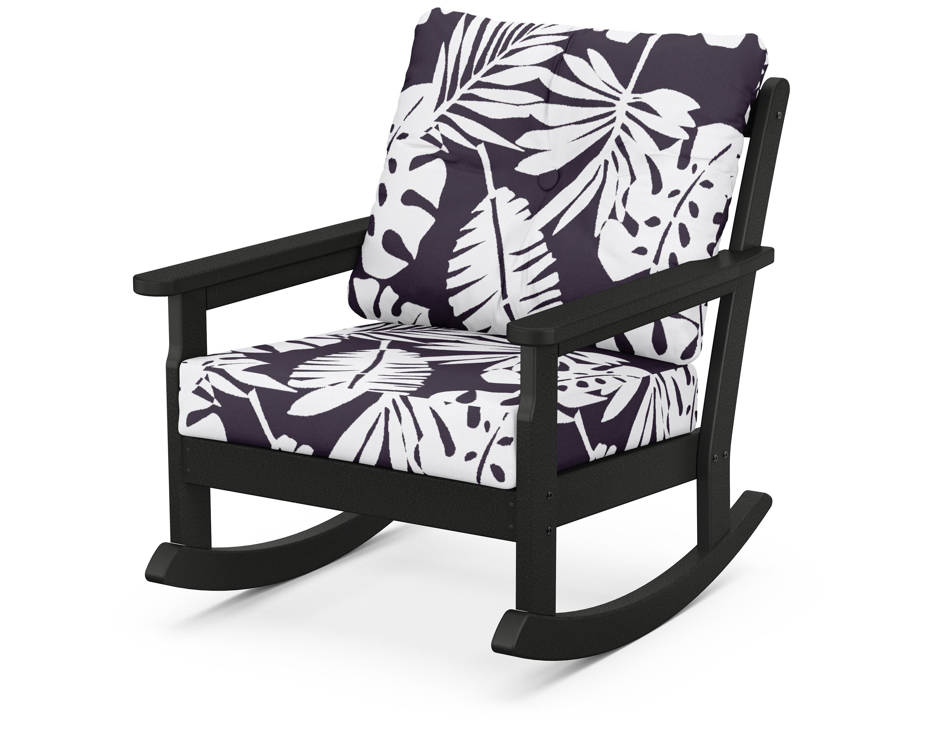 POLYWOOD® Vineyard Deep Seating Rocking Chair in Black / Leaf Navy