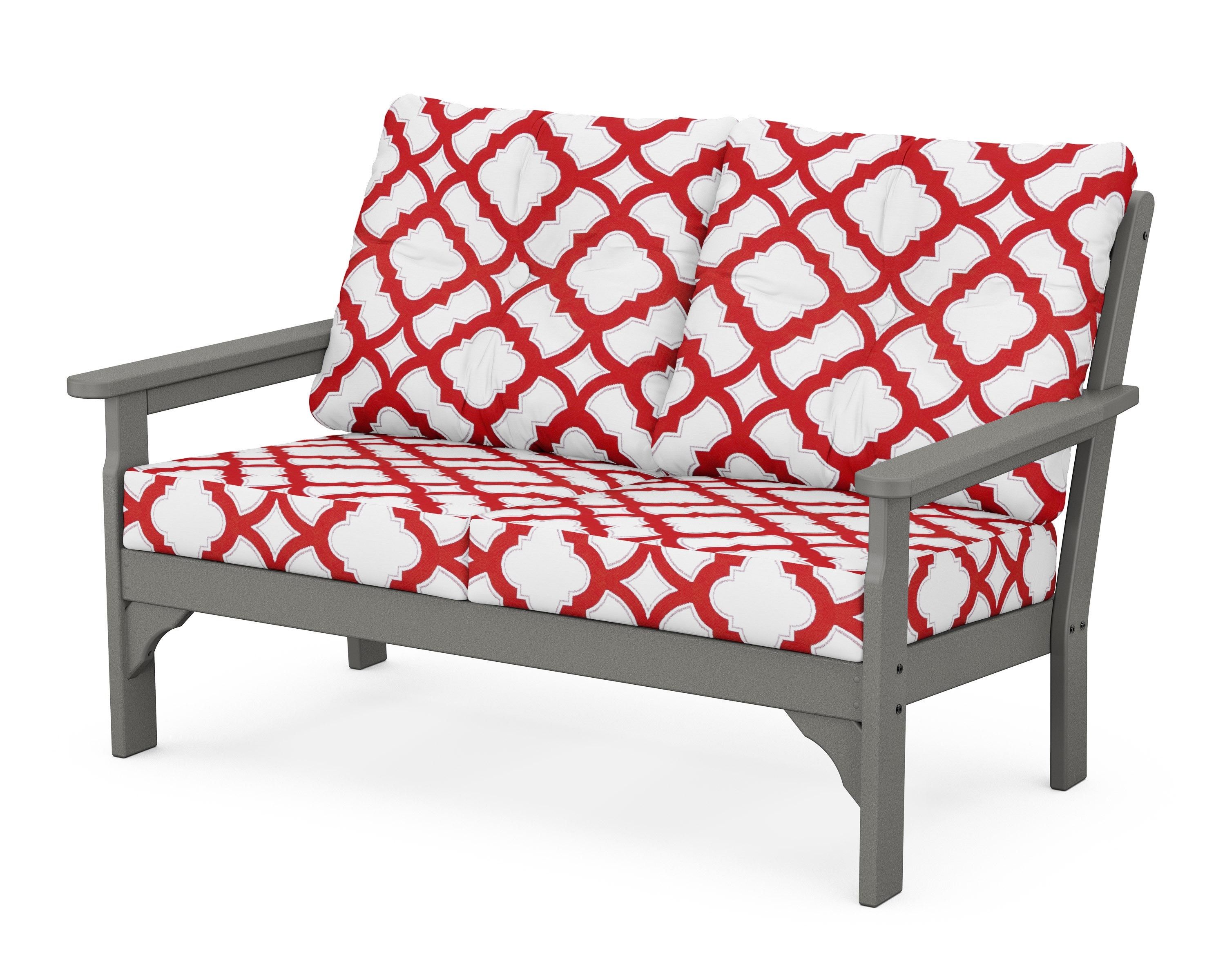 POLYWOOD® Vineyard Deep Seating Loveseat in Slate Grey / Trellis Crimson