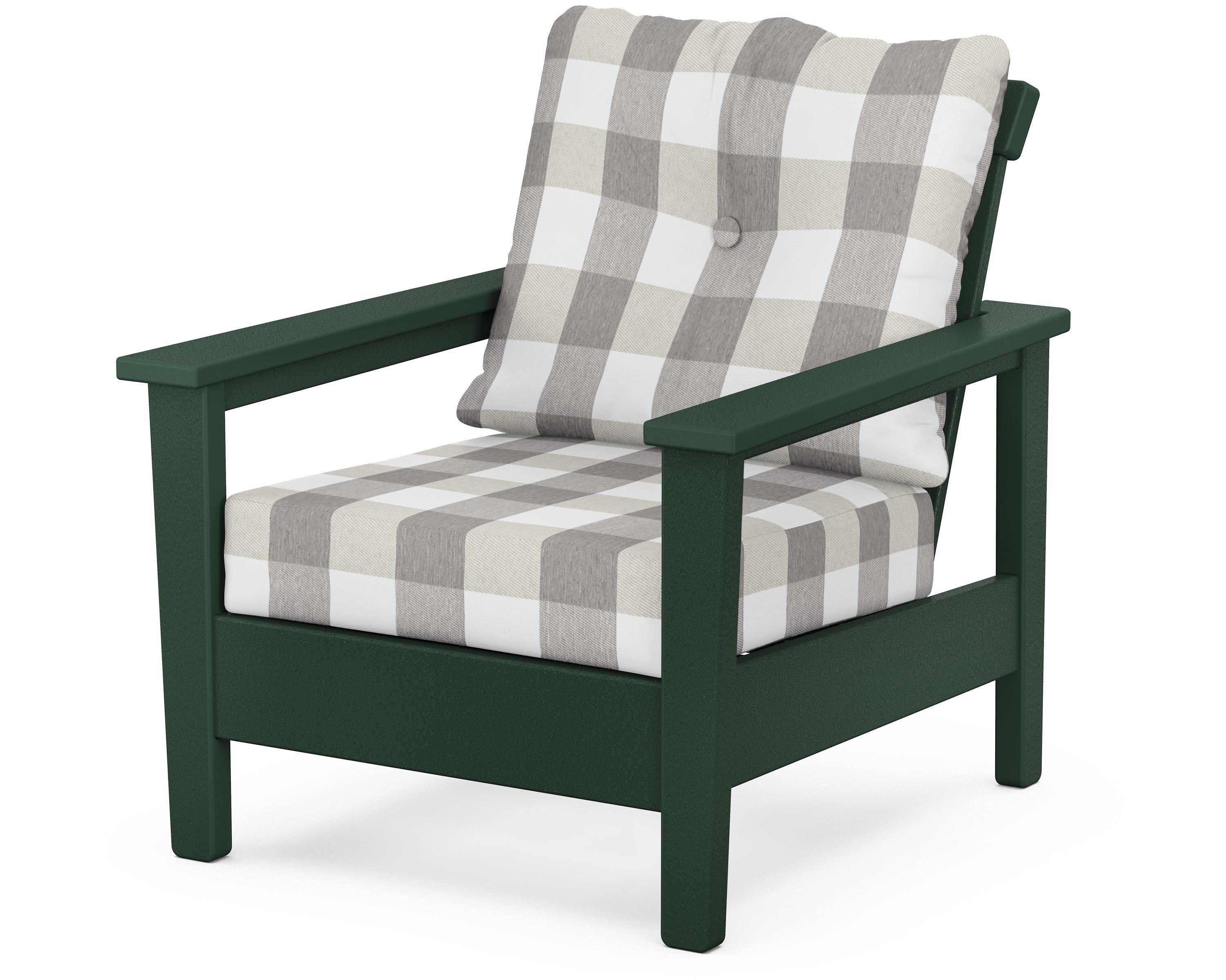 POLYWOOD® Prescott Deep Seating Chair in Green / Buffalo Plaid Grey Mist