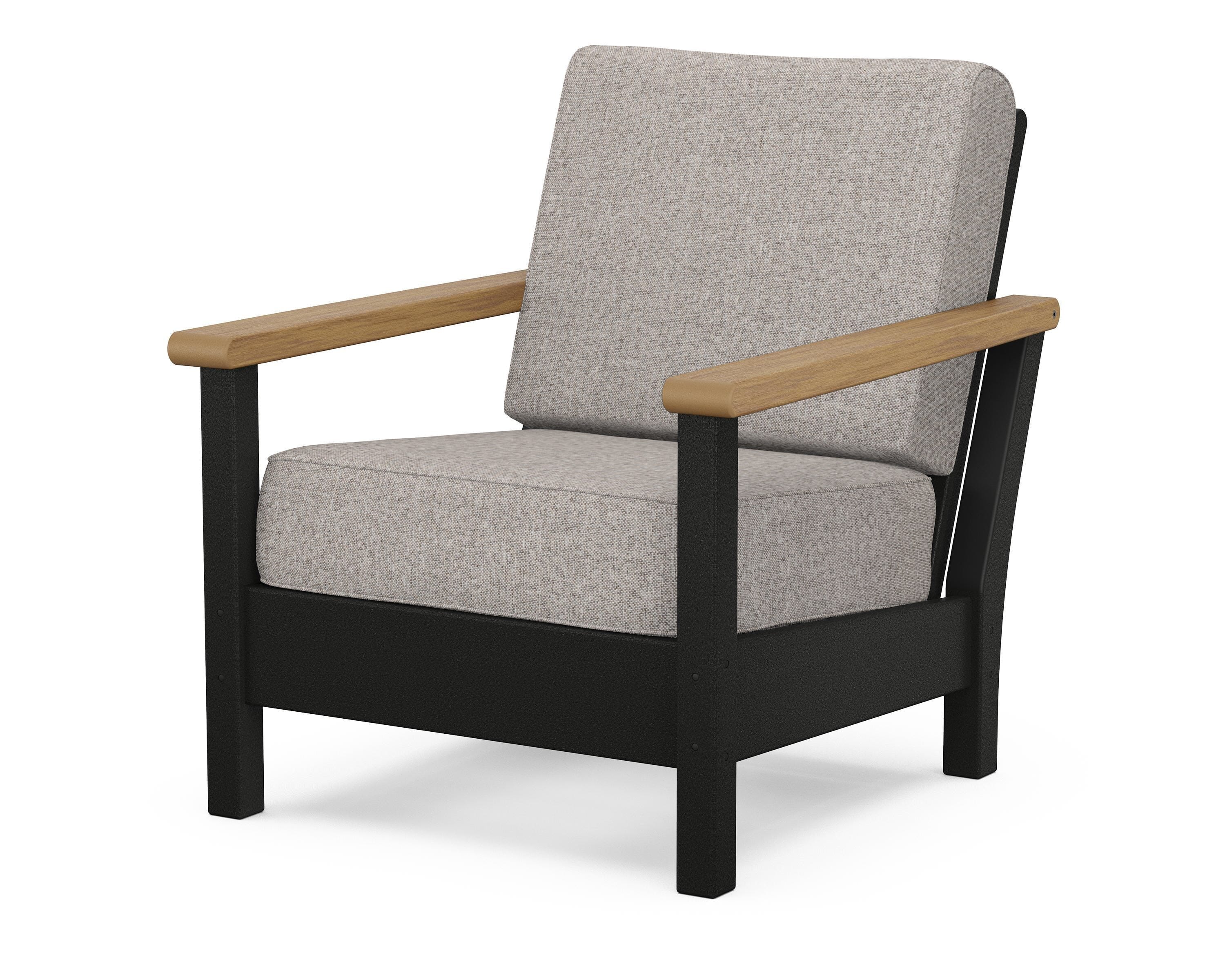 POLYWOOD® Harbour Deep Seating Chair in Black / Natural / Weathered Tweed
