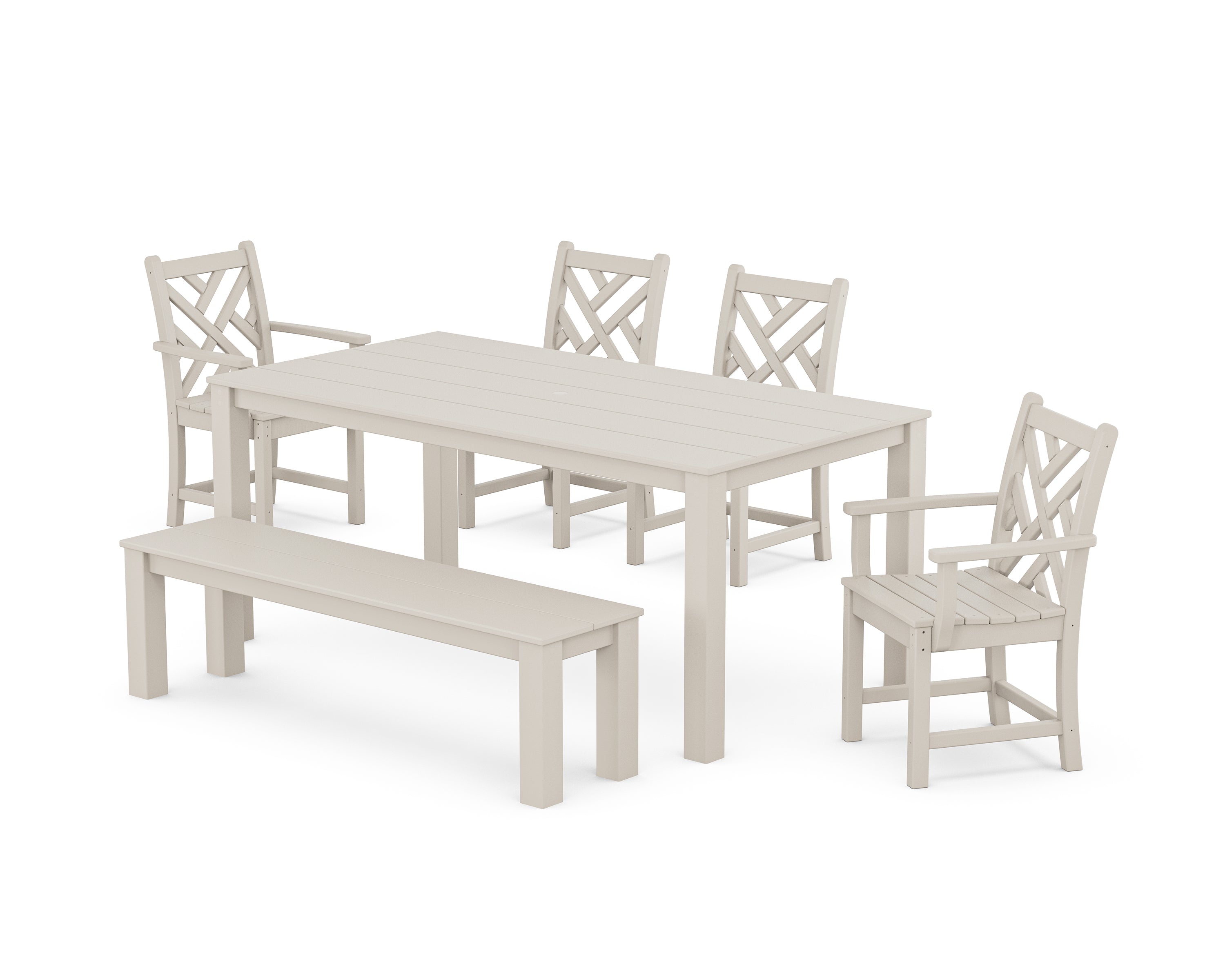 POLYWOOD® Chippendale 6-Piece Parsons Dining Set with Bench in Sand