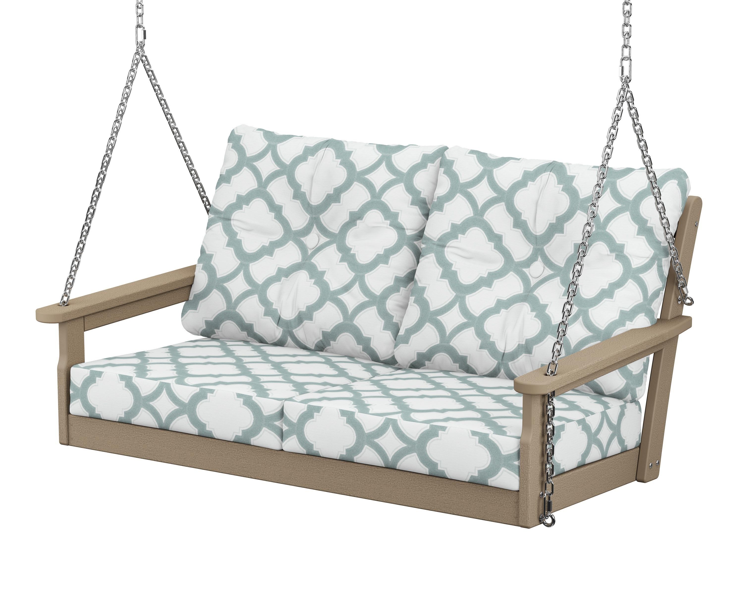 POLYWOOD® Vineyard Deep Seating Swing in Vintage Sahara / Trellis Glacier Spa