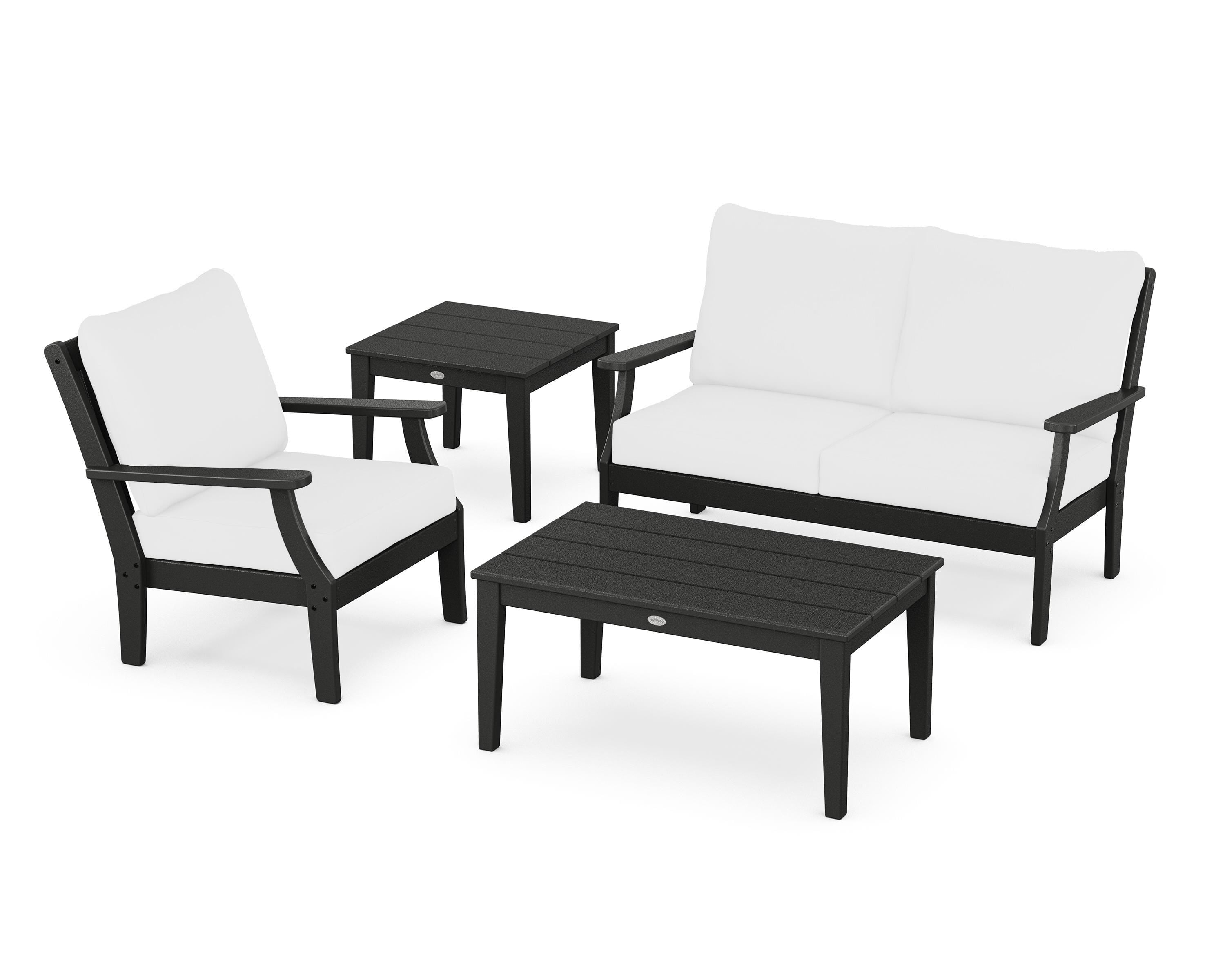 POLYWOOD® Braxton 4-Piece Deep Seating Set in Black / Natural