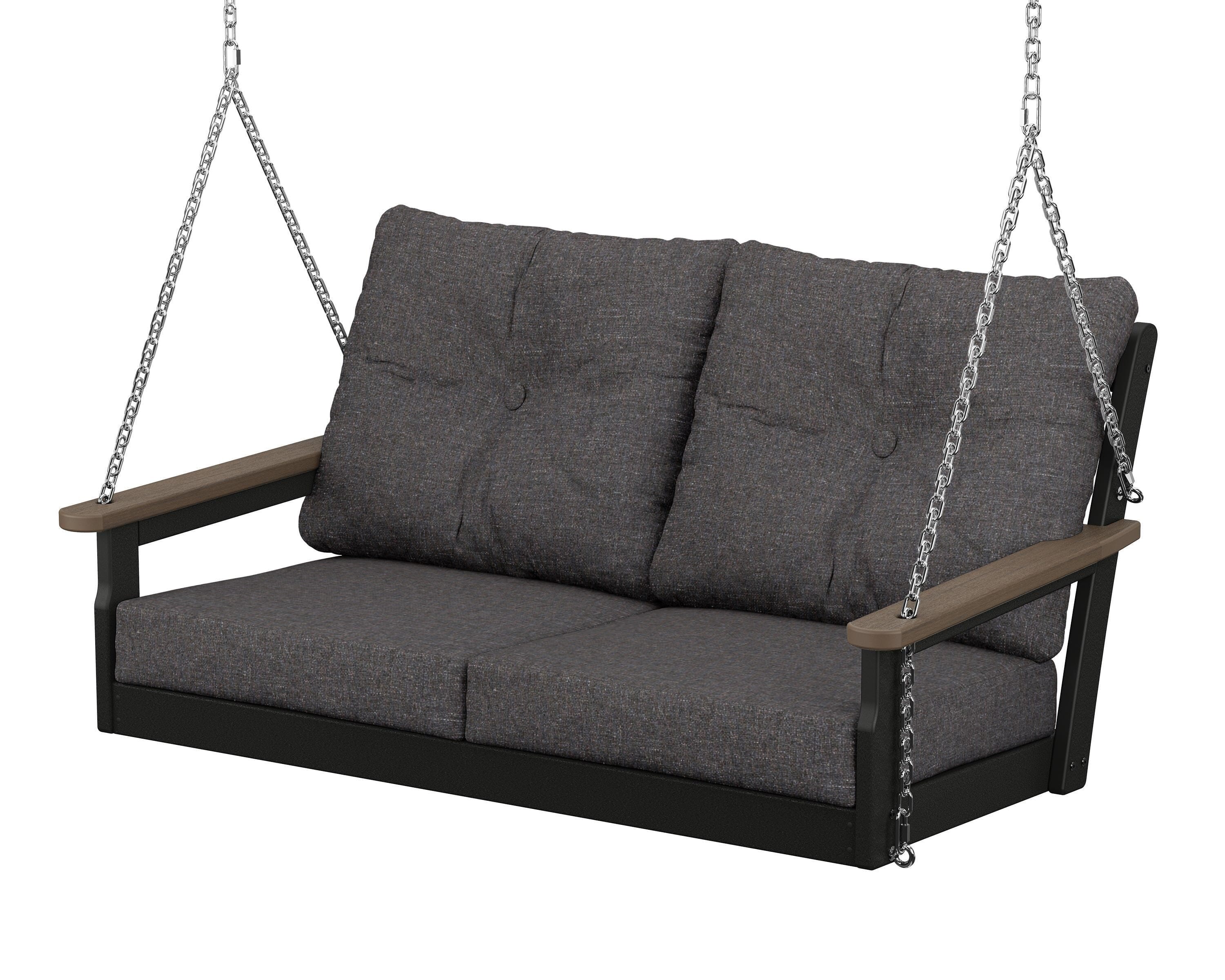 POLYWOOD® Vineyard Deep Seating Swing in Black / Kona / Ash Charcoal