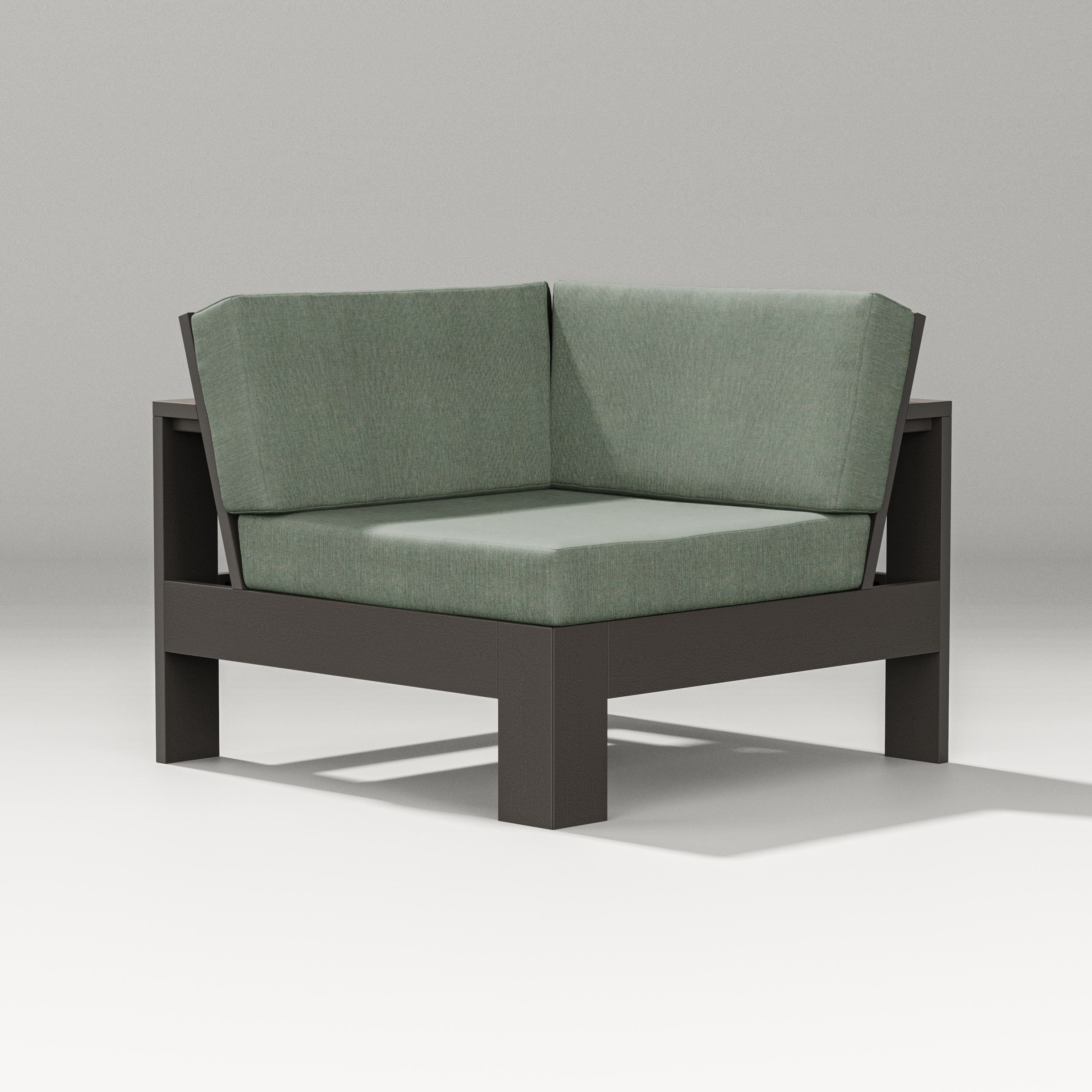PW Designer Series Latitude Modular Corner Chair in Vintage Coffee / Cast Sage