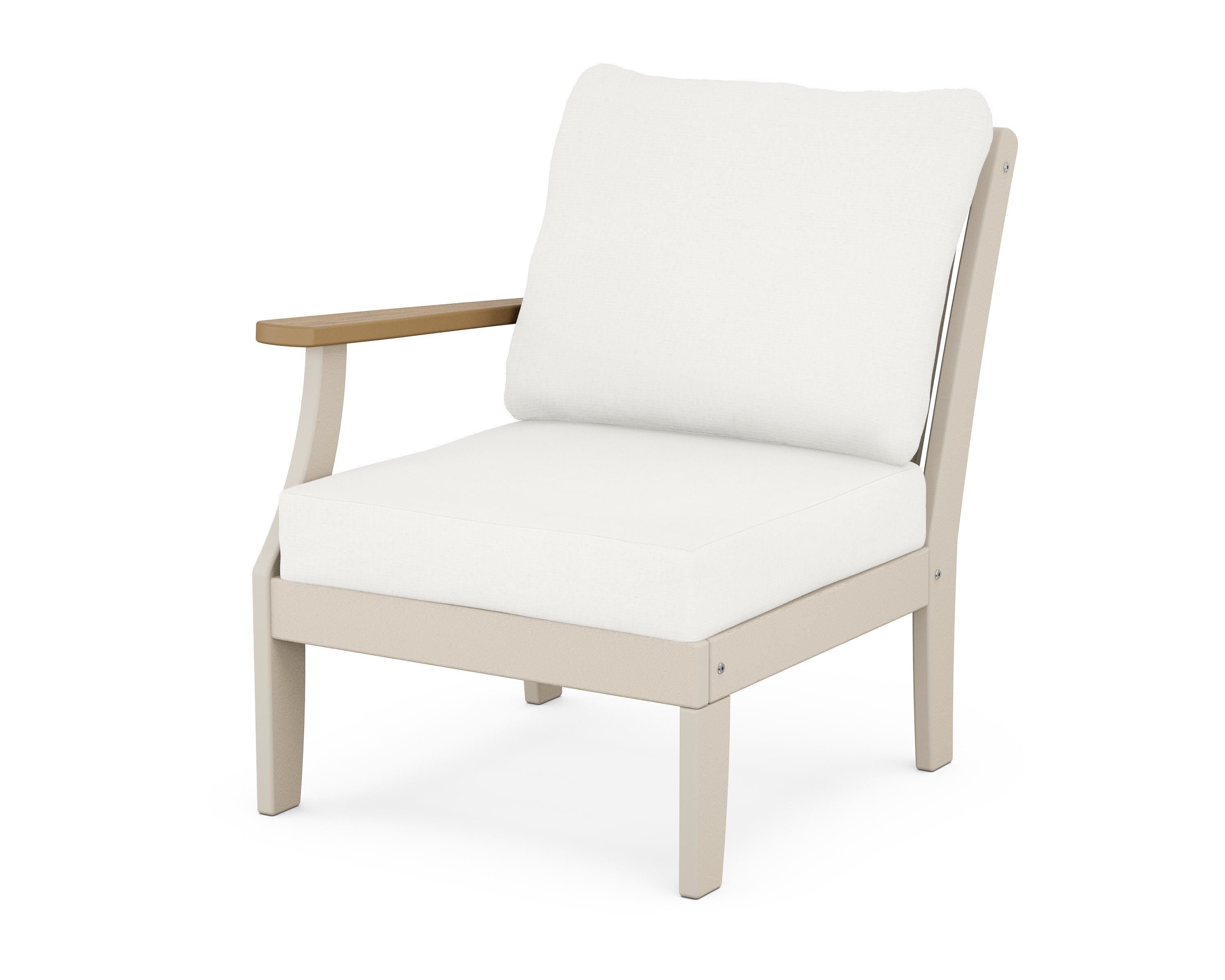 POLYWOOD® Braxton Modular Left Arm Chair in Sand / Natural / Natural Linen
