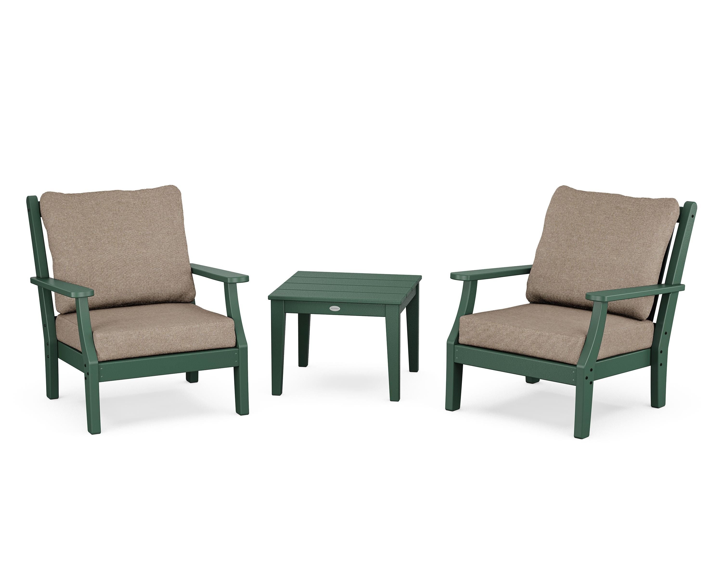 Country Living Wovendale 3-Piece Deep Seating Set in Green / Spiced Burlap