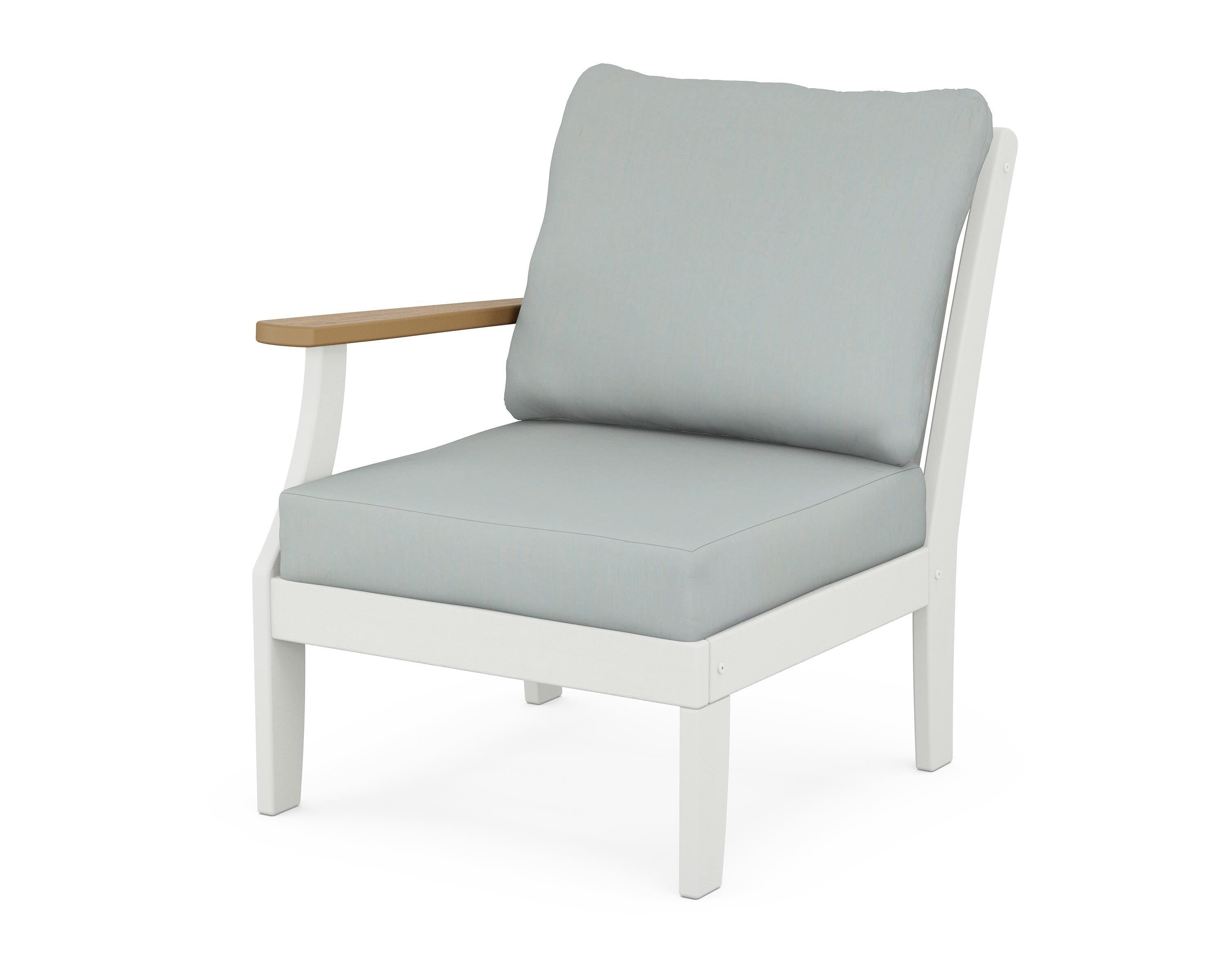 POLYWOOD® Braxton Modular Left Arm Chair in White / Natural / Spa