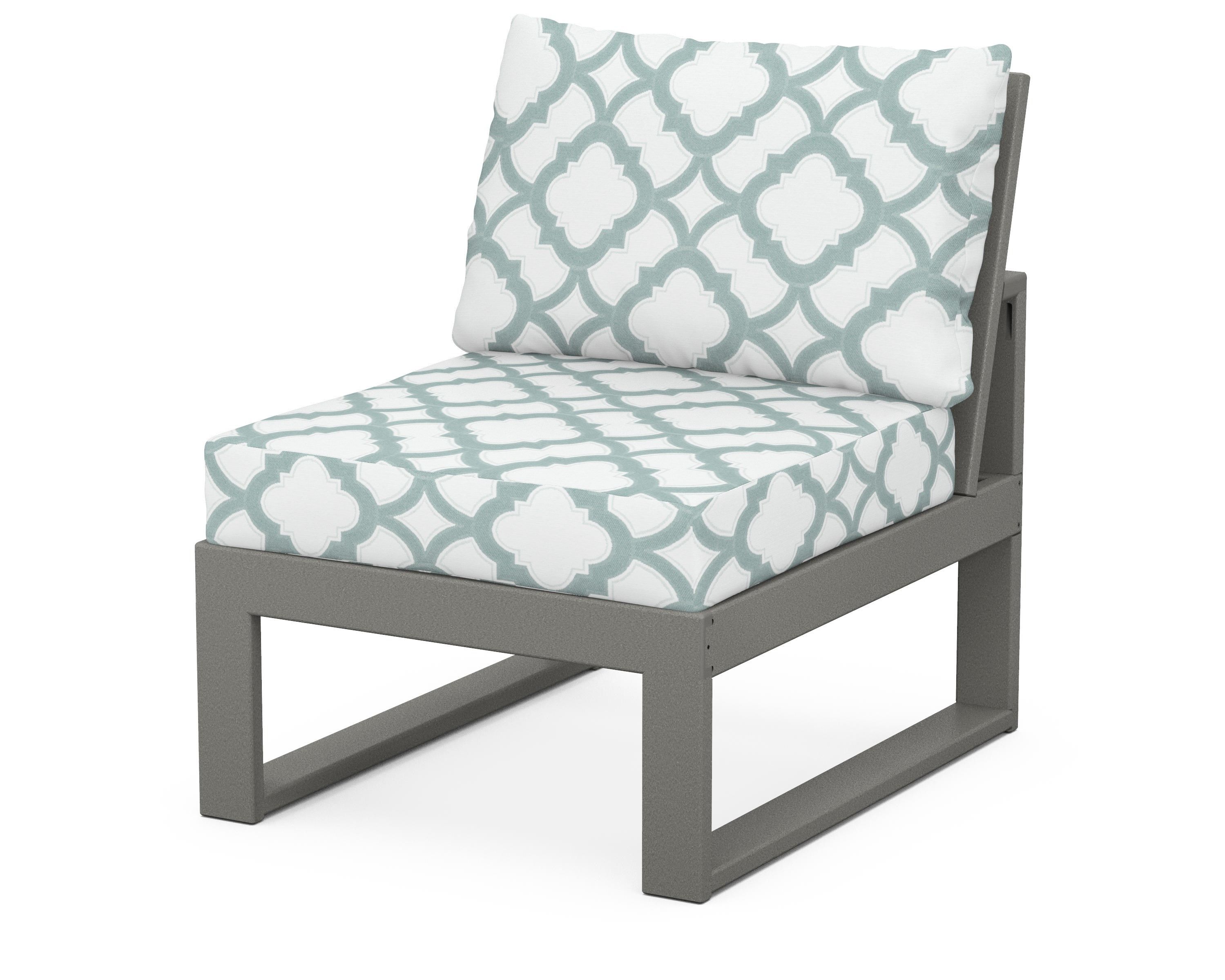 Unbranded Modular Armless Chair in Slate Grey / Trellis Glacier Spa