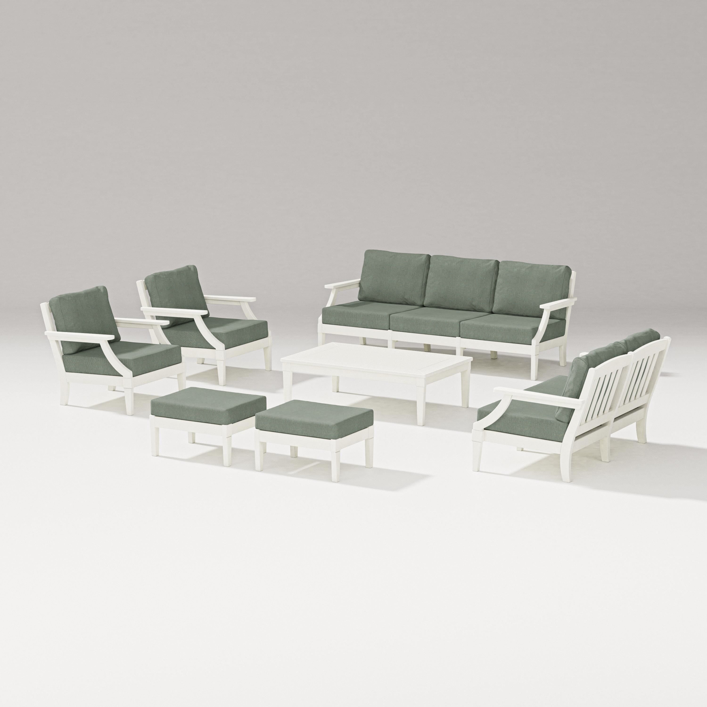 PW Designer Series Estate 7-Piece Lounge Sofa Set in Vintage White / Cast Sage