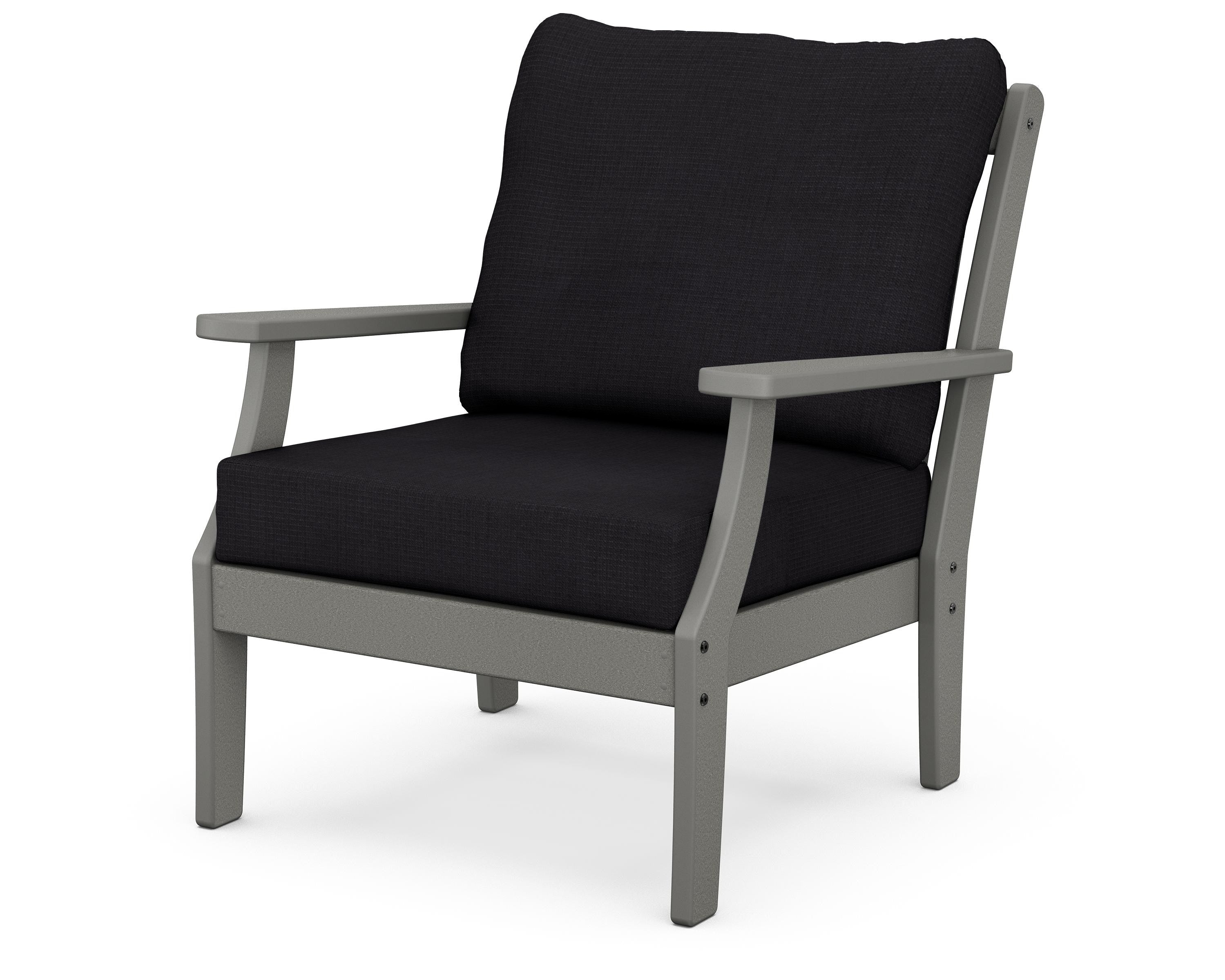 POLYWOOD® Braxton Deep Seating Chair in Slate Grey / Midnight Linen