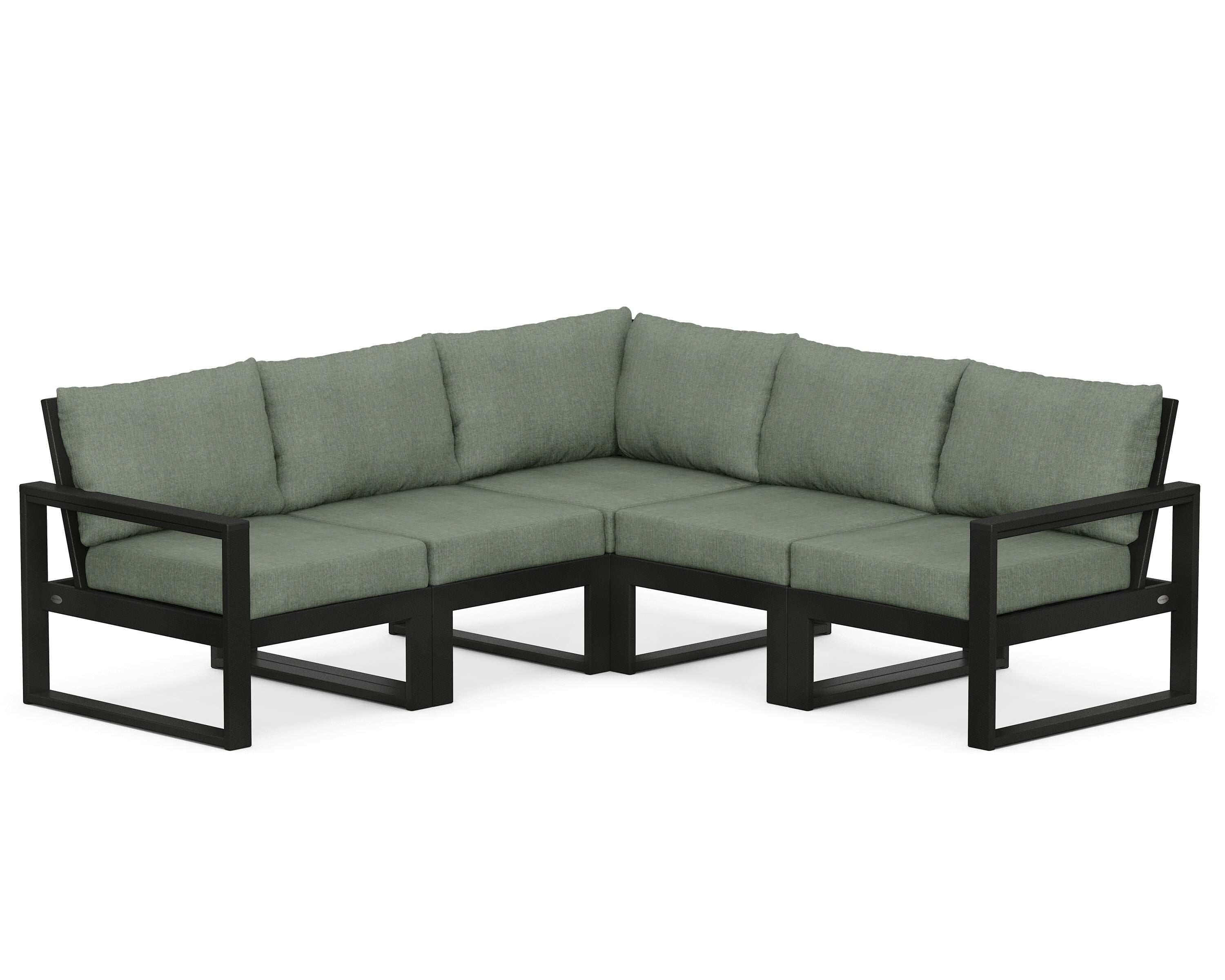POLYWOOD® EDGE 5-Piece Modular Deep Seating Set in Black / Cast Sage