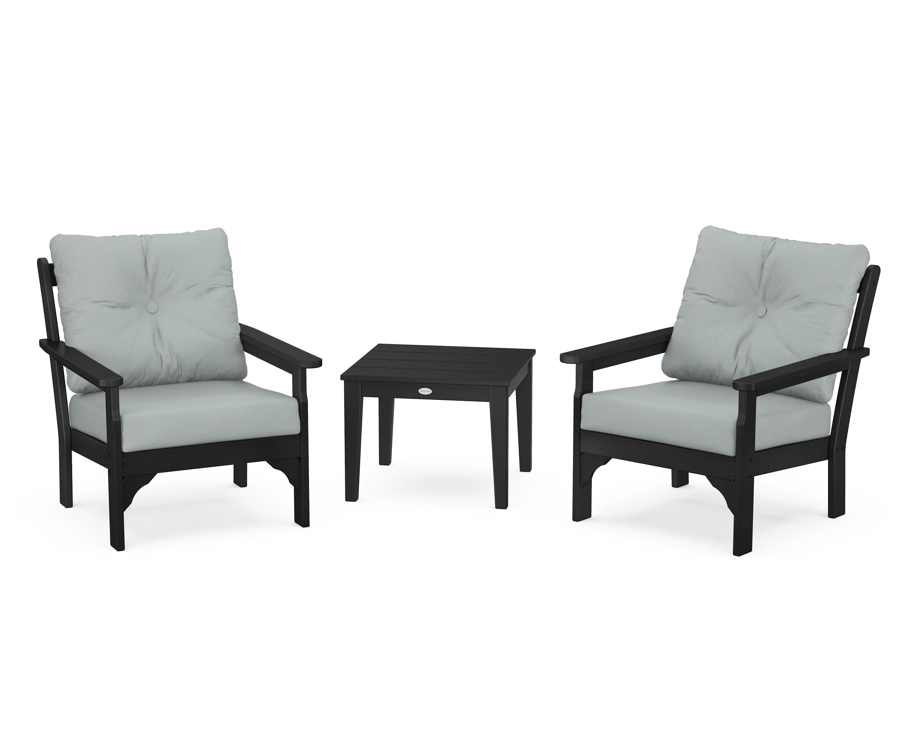 POLYWOOD® Vineyard 3-Piece Deep Seating Set in Black / Spa