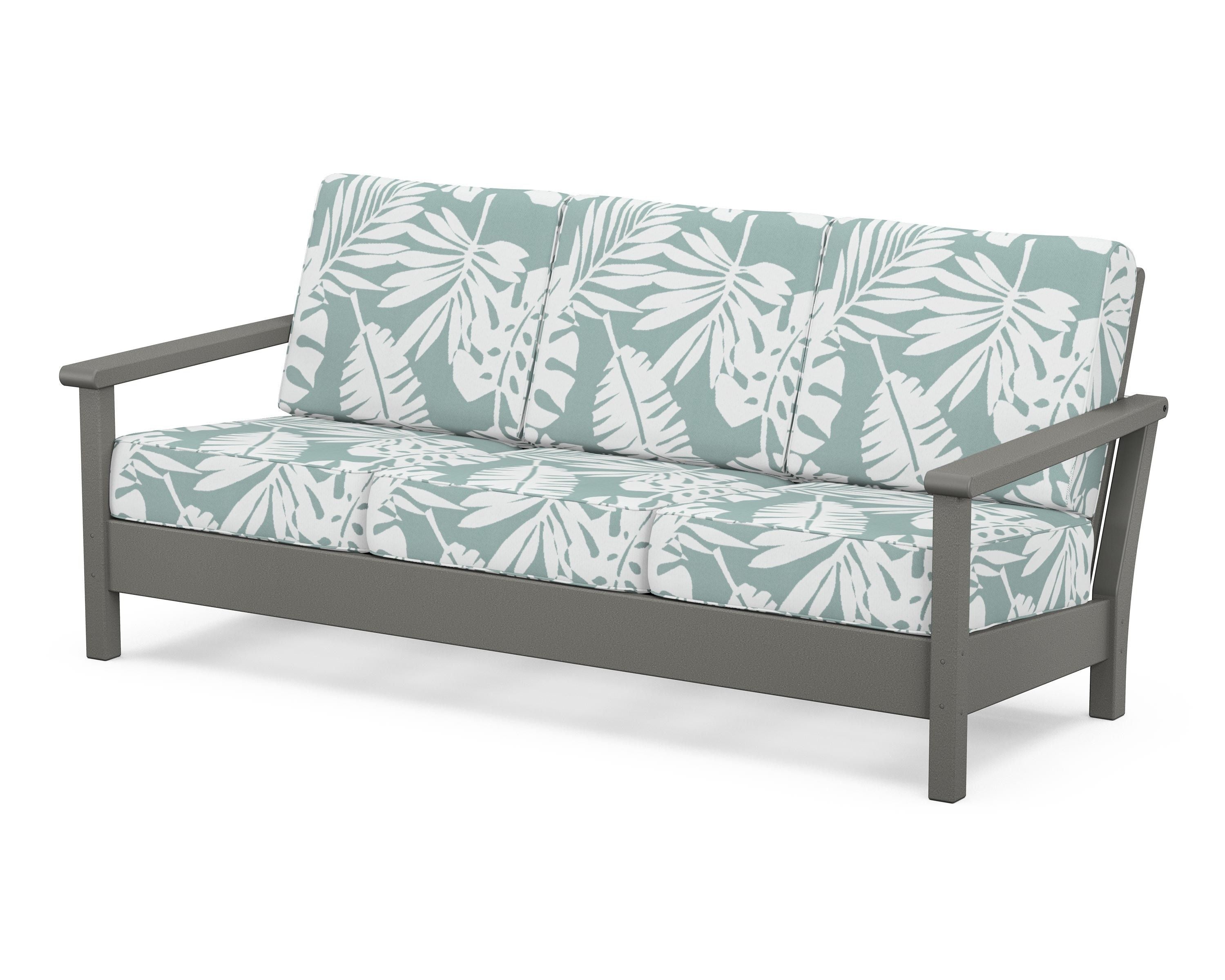 POLYWOOD® Harbour Deep Seating Sofa in Slate Grey / Leaf Glacier Spa