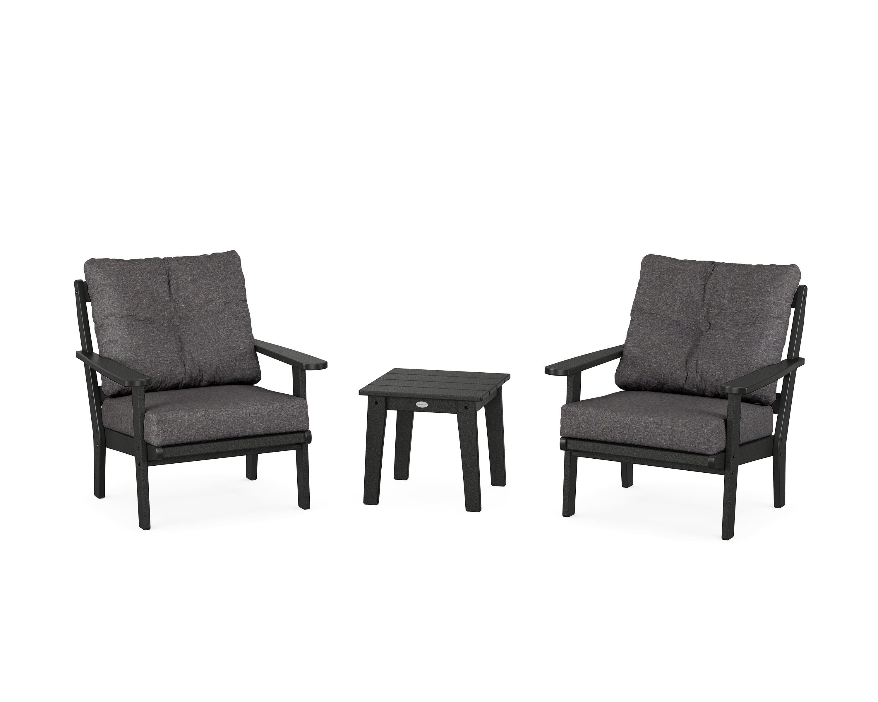 POLYWOOD® Mission 3-Piece Deep Seating Set in Black / Ash Charcoal