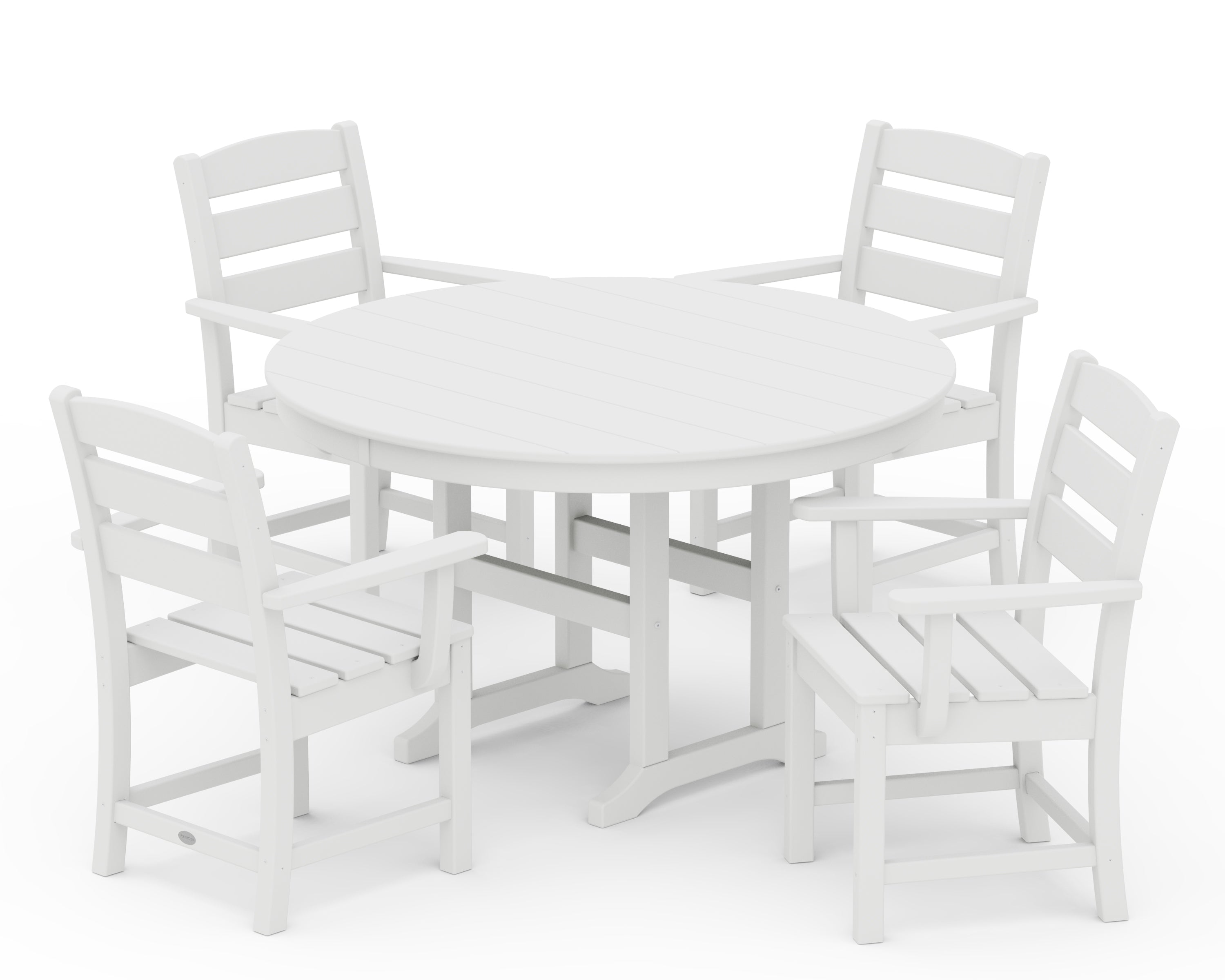 POLYWOOD® Lakeside 5-Piece Round Farmhouse Dining Set in White