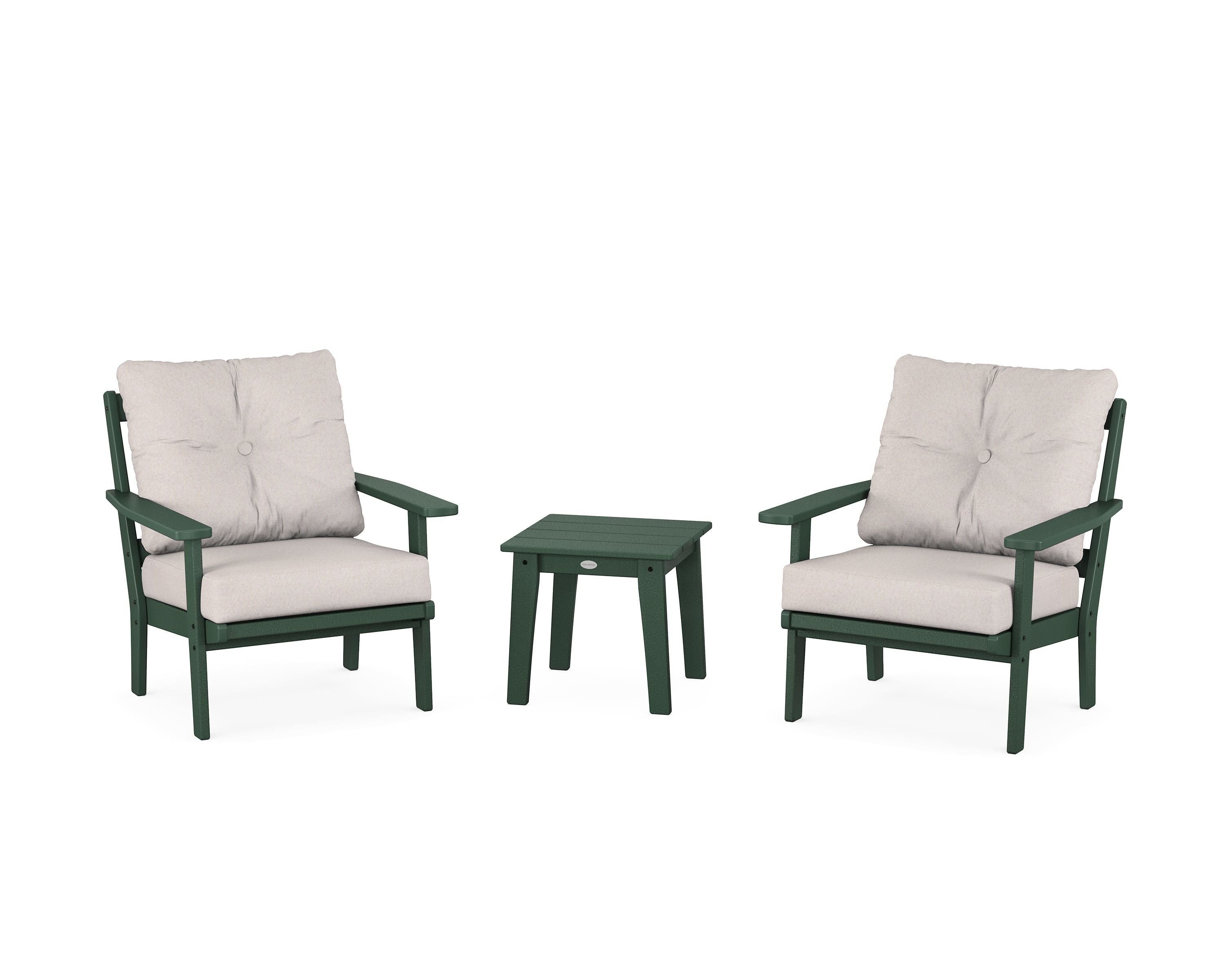 POLYWOOD® Prairie 3-Piece Deep Seating Set in Green / Dune Burlap