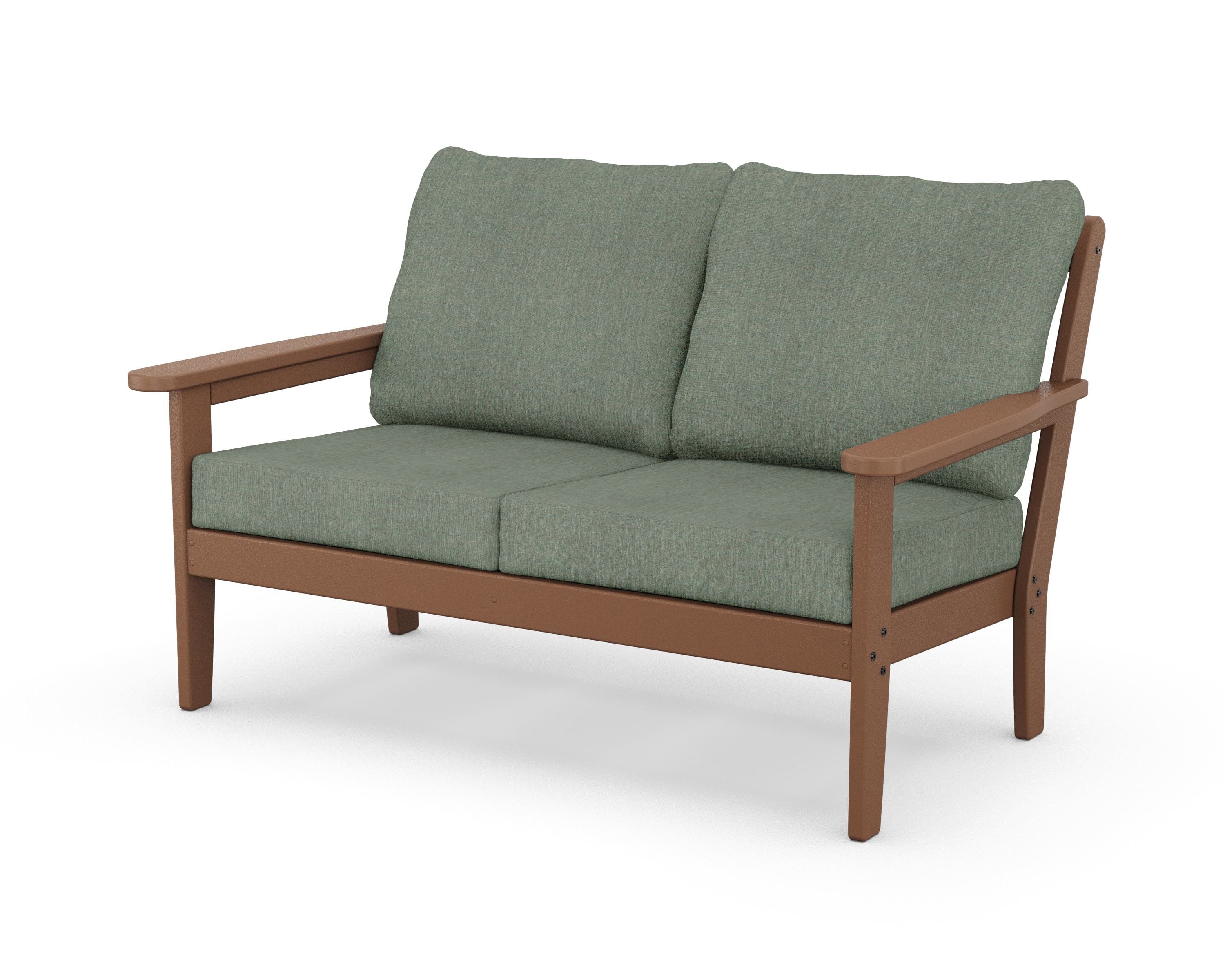 Country Living Cottage Deep Seating Loveseat in Teak / Cast Sage