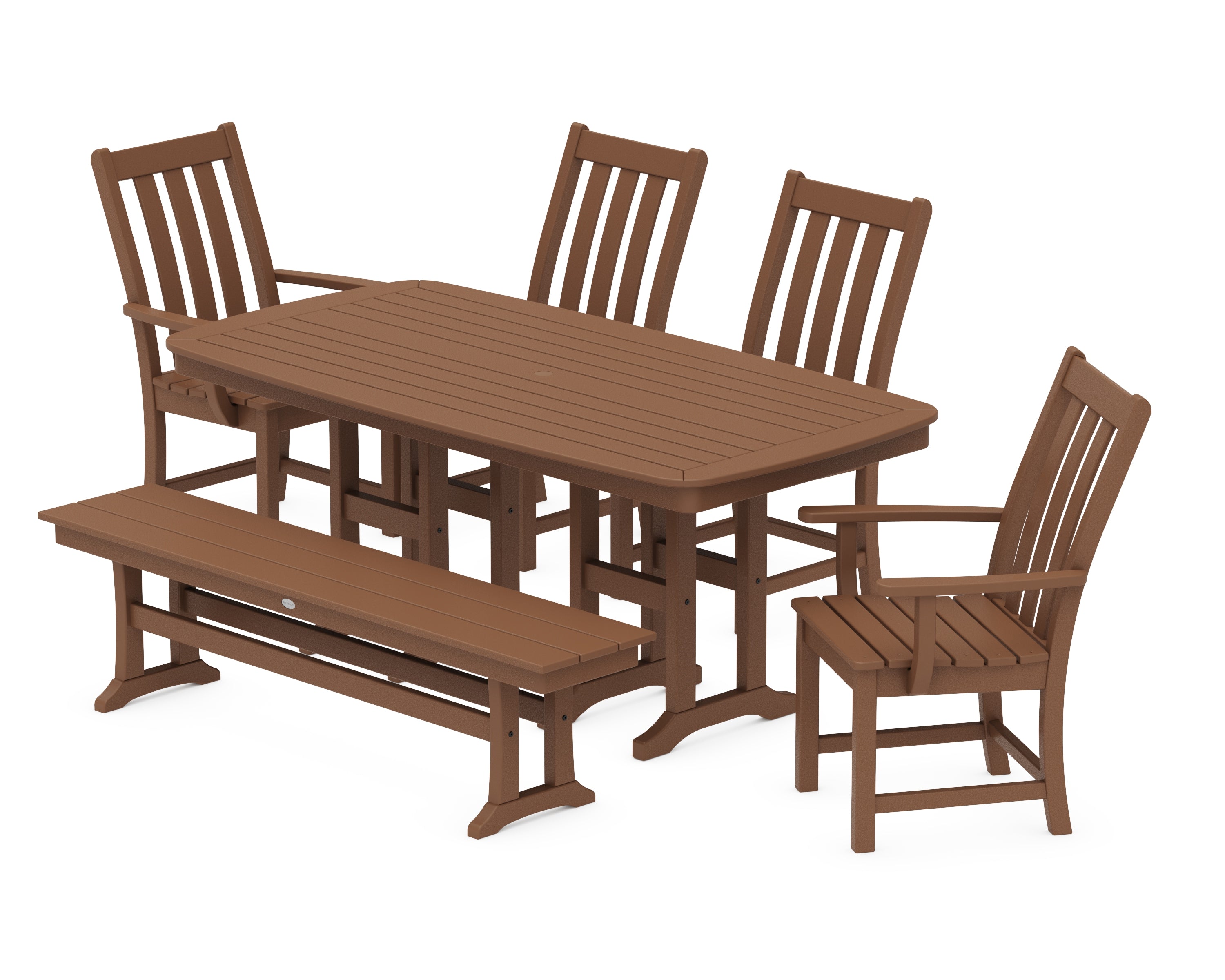 POLYWOOD® Vineyard 6-Piece Dining Set with Bench in Teak