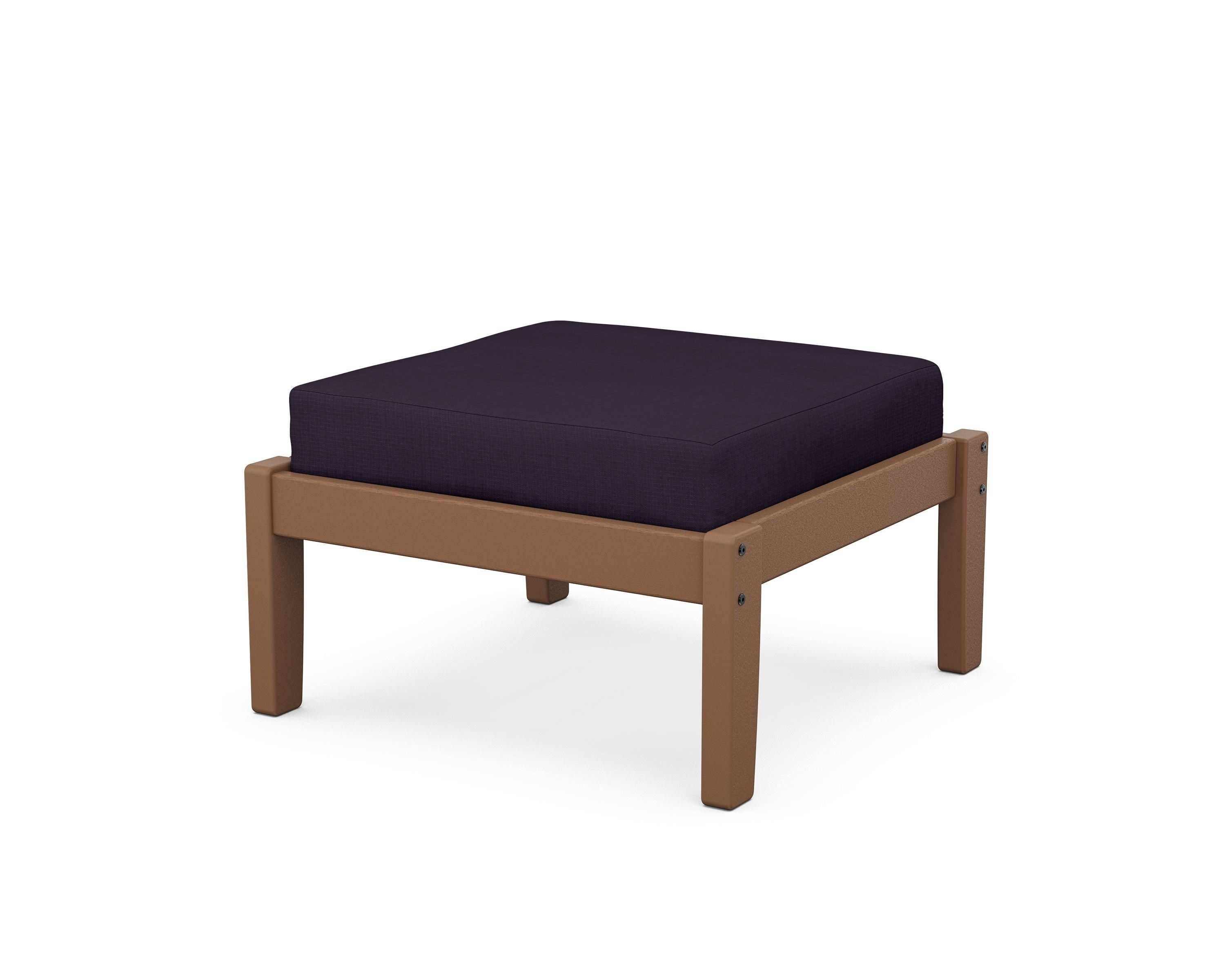 Unbranded Deep Seating Ottoman in Teak / Navy Linen