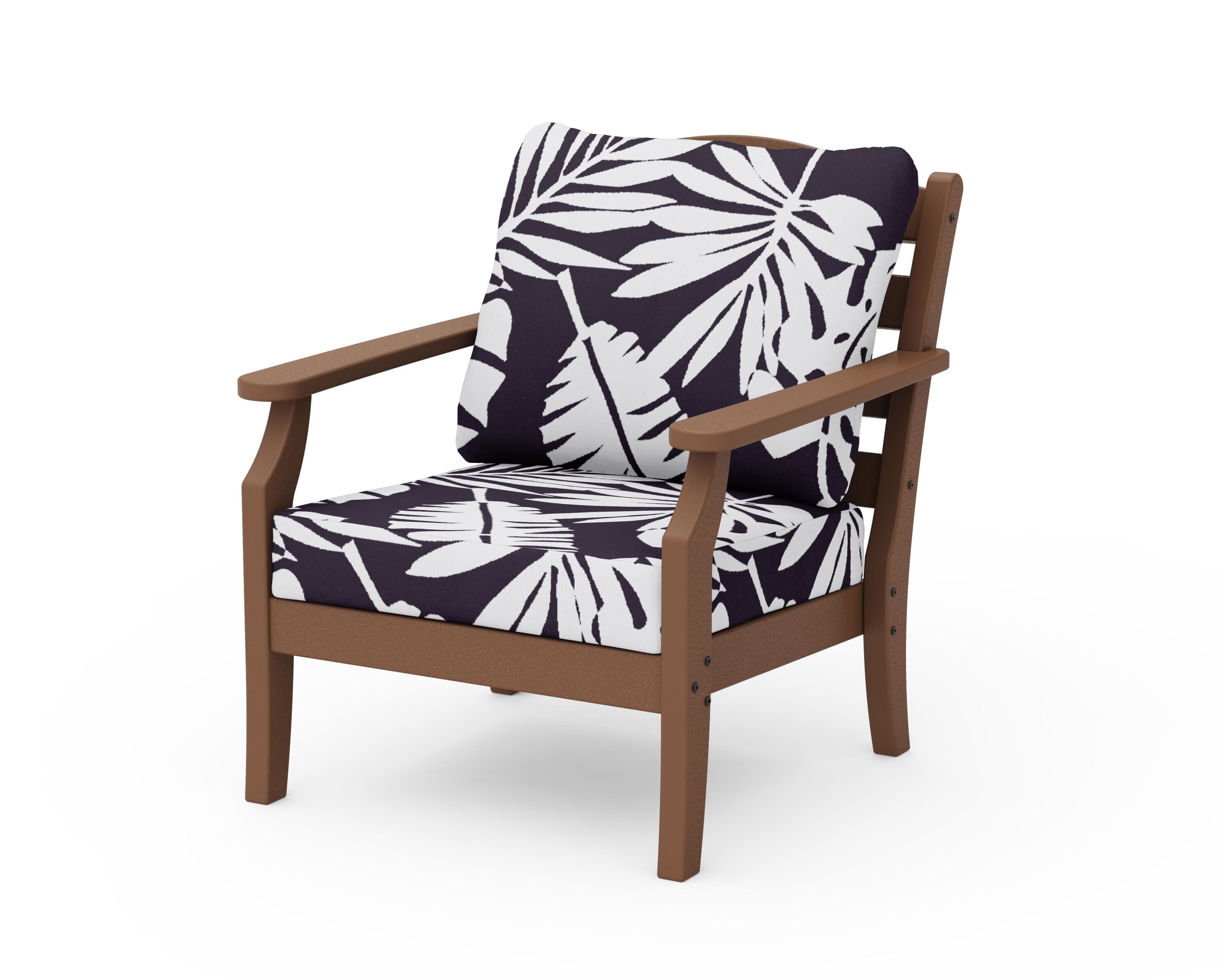 Draper James™ by POLYWOOD® Savannah Deep Seating Chair in Teak / Leaf Navy