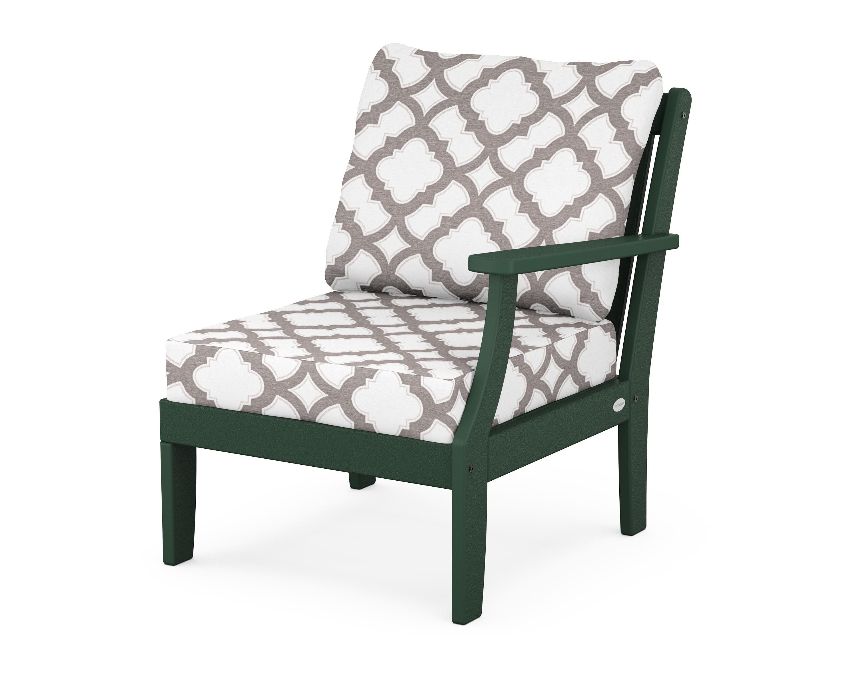 POLYWOOD® Braxton Modular Right Arm Chair in Green / Trellis Grey Mist