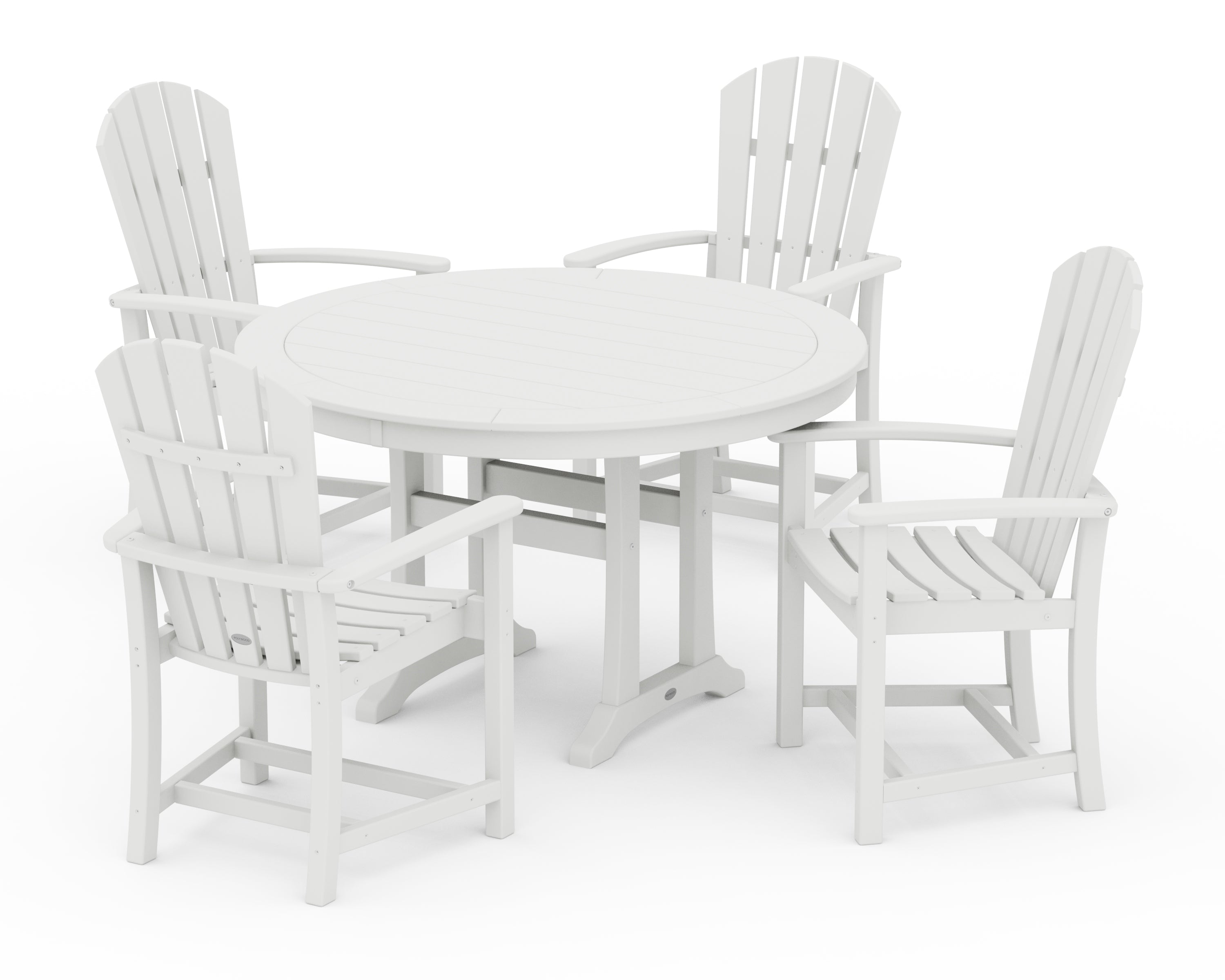 POLYWOOD® Palm Coast 5-Piece Round Dining Set in White