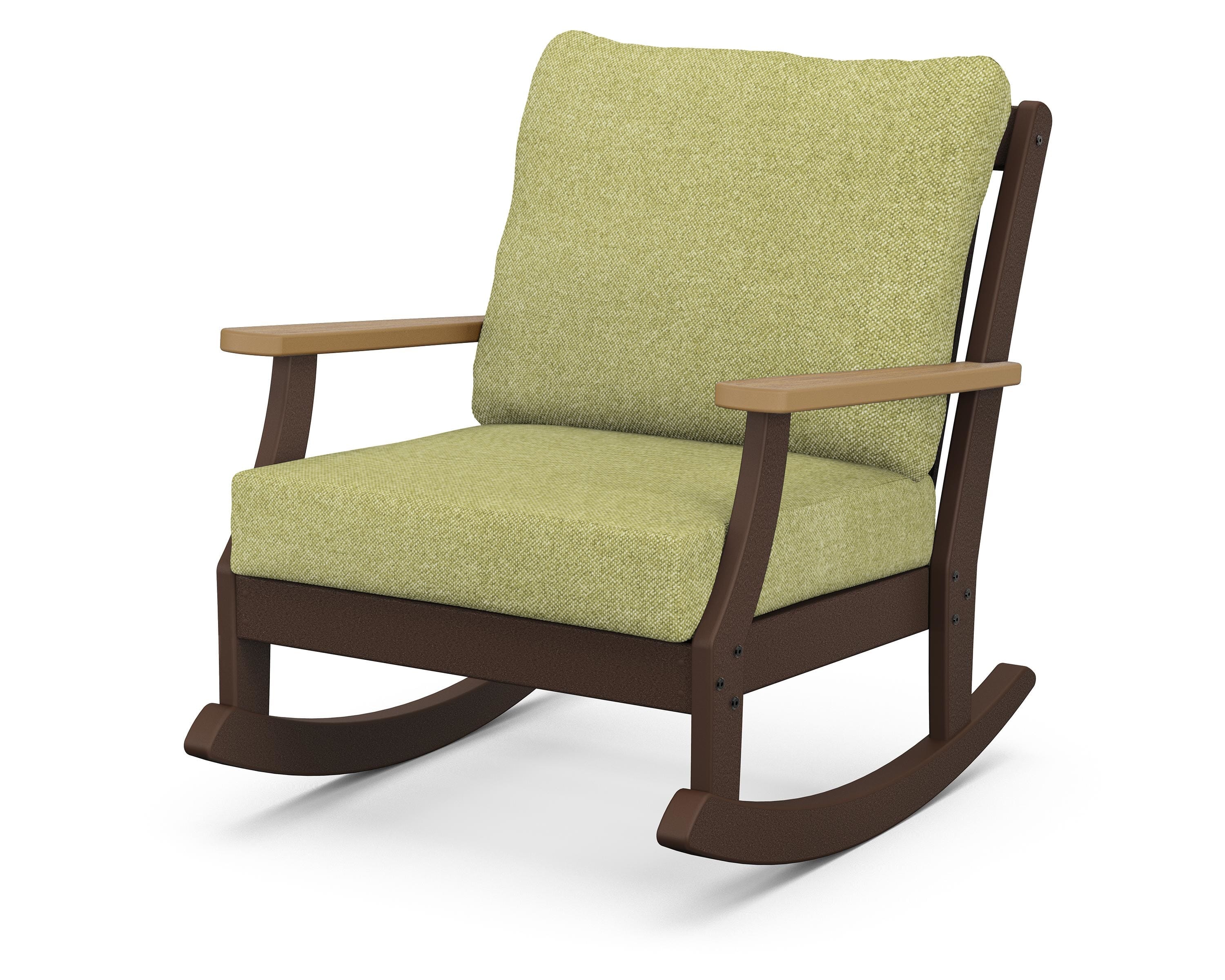 POLYWOOD® Braxton Deep Seating Rocking Chair in Mahogany / Natural / Chartreuse Boucle