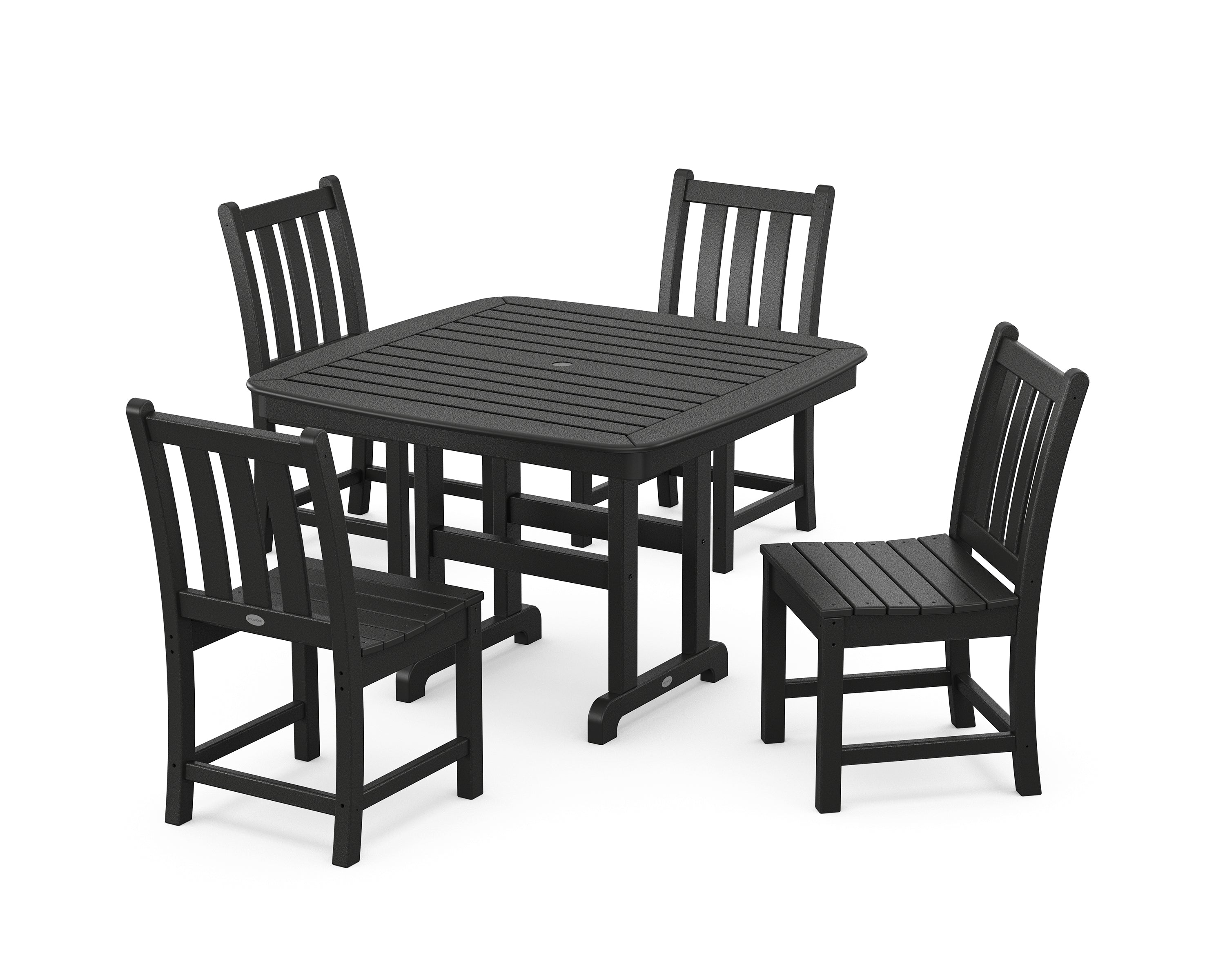 POLYWOOD® Traditional Garden Side Chair 5-Piece Dining Set with Trestle Legs in Black