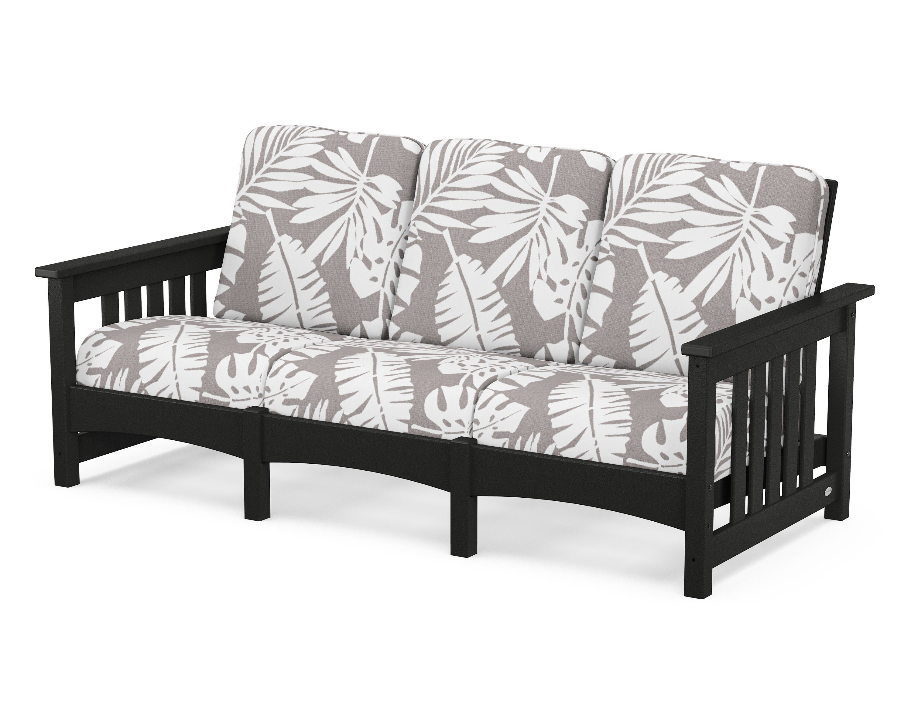POLYWOOD® Club Mission Sofa in Black / Leaf Grey Mist