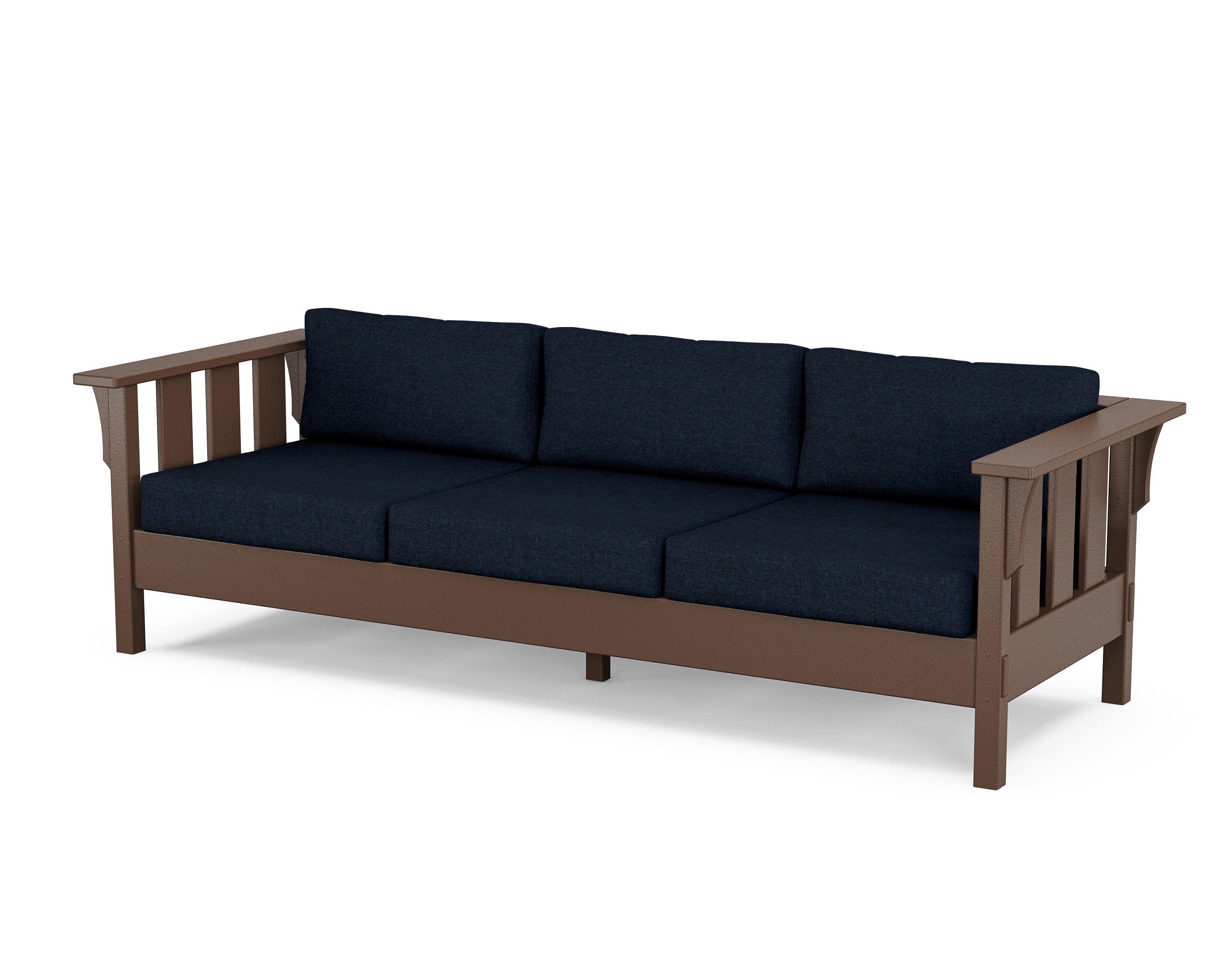 Martha Stewart by POLYWOOD® Acadia Deep Seating Sofa in Mahogany / Marine Indigo